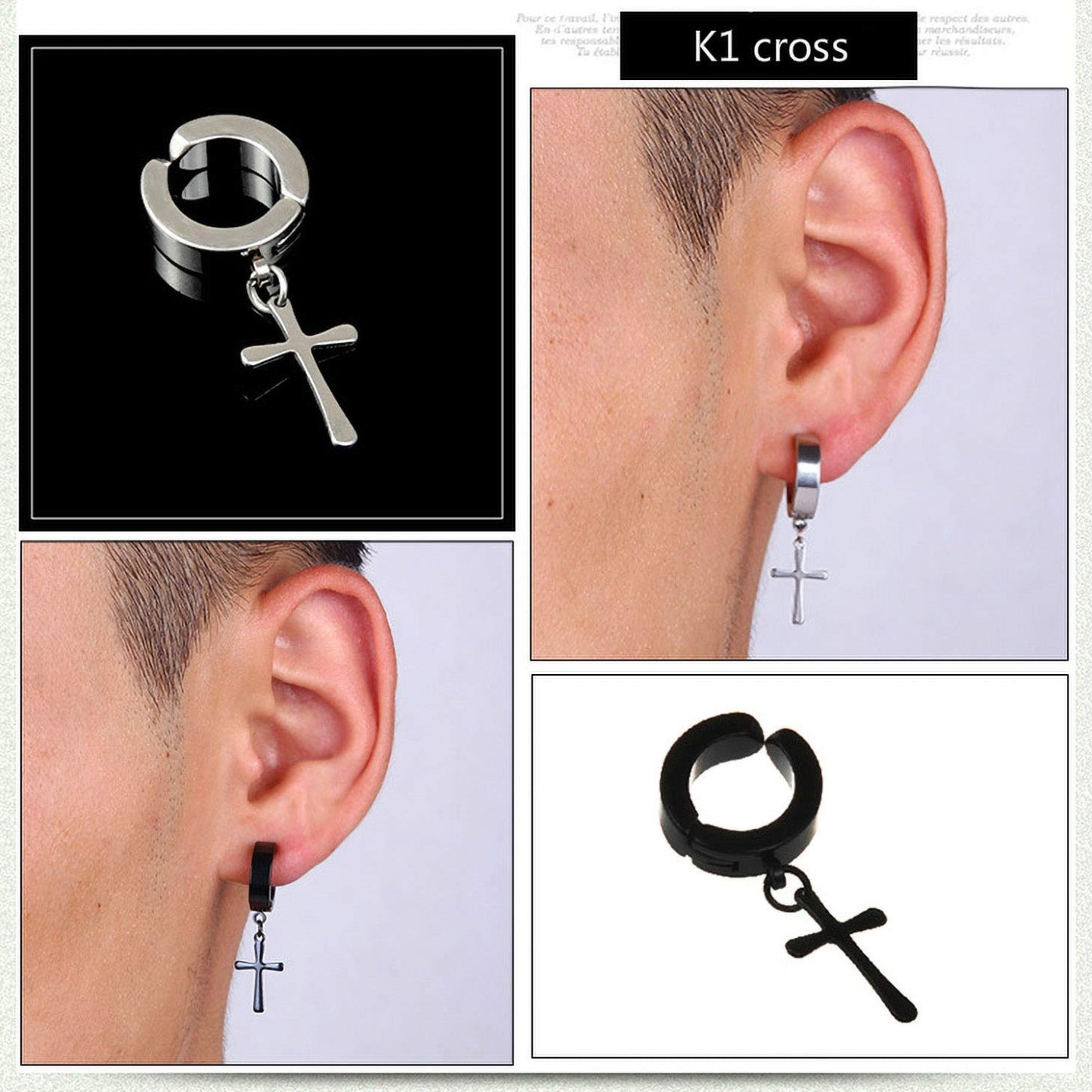 WAINIS 12 Pairs Stainless Steel Non Pierced Earrings for Men Women Magnet CZ Clip on Feather Dangle Earrings Set 8mm