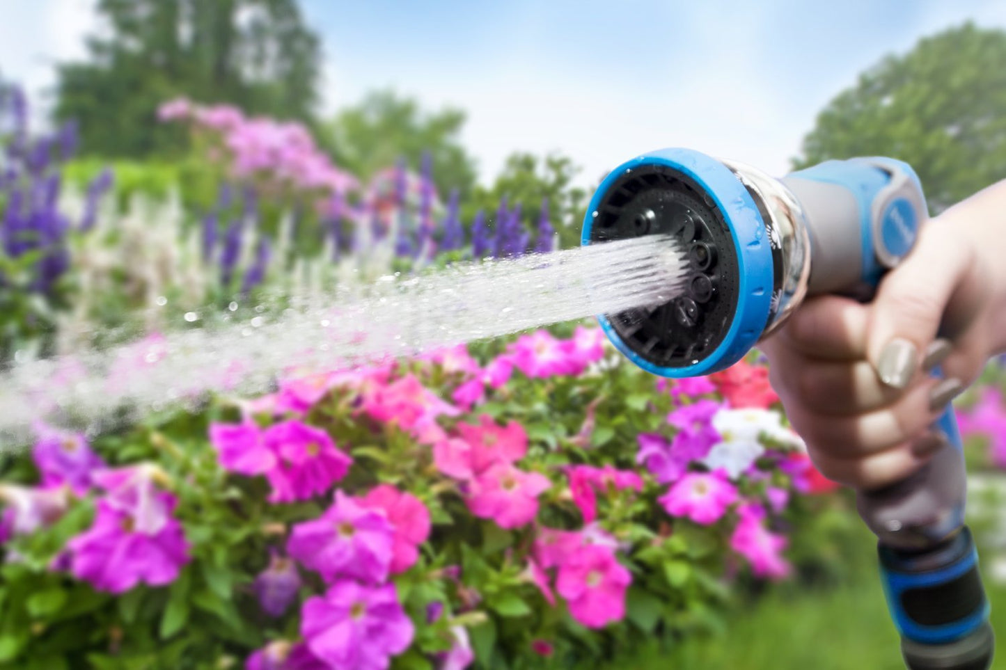 INNAV8 Garden Hose Nozzle Heavy Duty - Features 10 Spray Patterns, THUMB CONTROL On Off Valve Hose Sprayer Nozzle for Easy Water Control - Outdoor Water Hose Nozzle Head Attachment