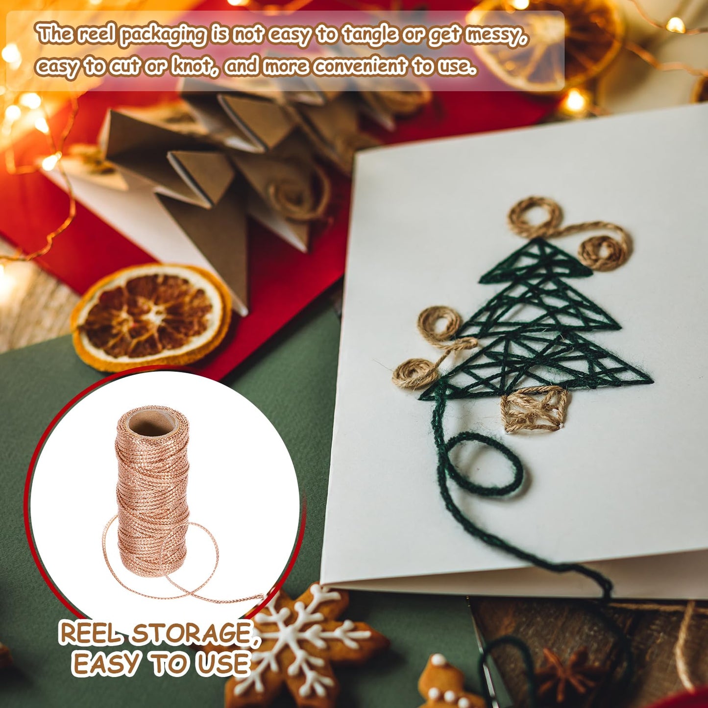 HARFINGTON 3 Roll 1.5mm Metallic String, 16 Ply Decorative Metallic Bakers Twine Thread Cord Rope for Gift Wrapping DIY Crafts Making Decor, Gold Tone/Silver Tone/Blue, 164Yards Total