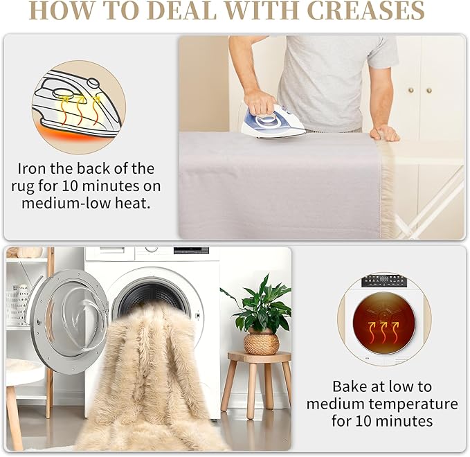 Beige Fluffy Rug for Bedroom, 2'X6' Faux Fur Rug for Runner, Soft Shag Rug for Sofa Couch Cushion, Cozy Shaggy Fuzzy Plush Floor Carpet for Nursery, Cute Bedside Dorm Home Decor Rectangle