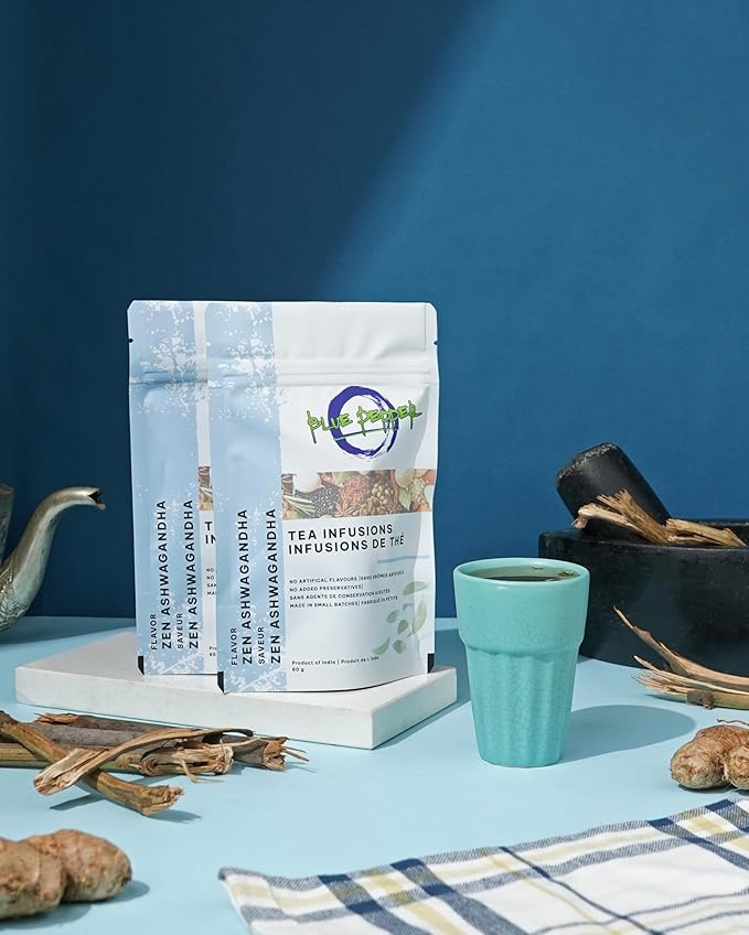 Blue Pepper Zen Ashwagandha Tea Infusion Blend - 60g | All-Natural, No Preservatives | Small Batch Crafted | Caffeine Free