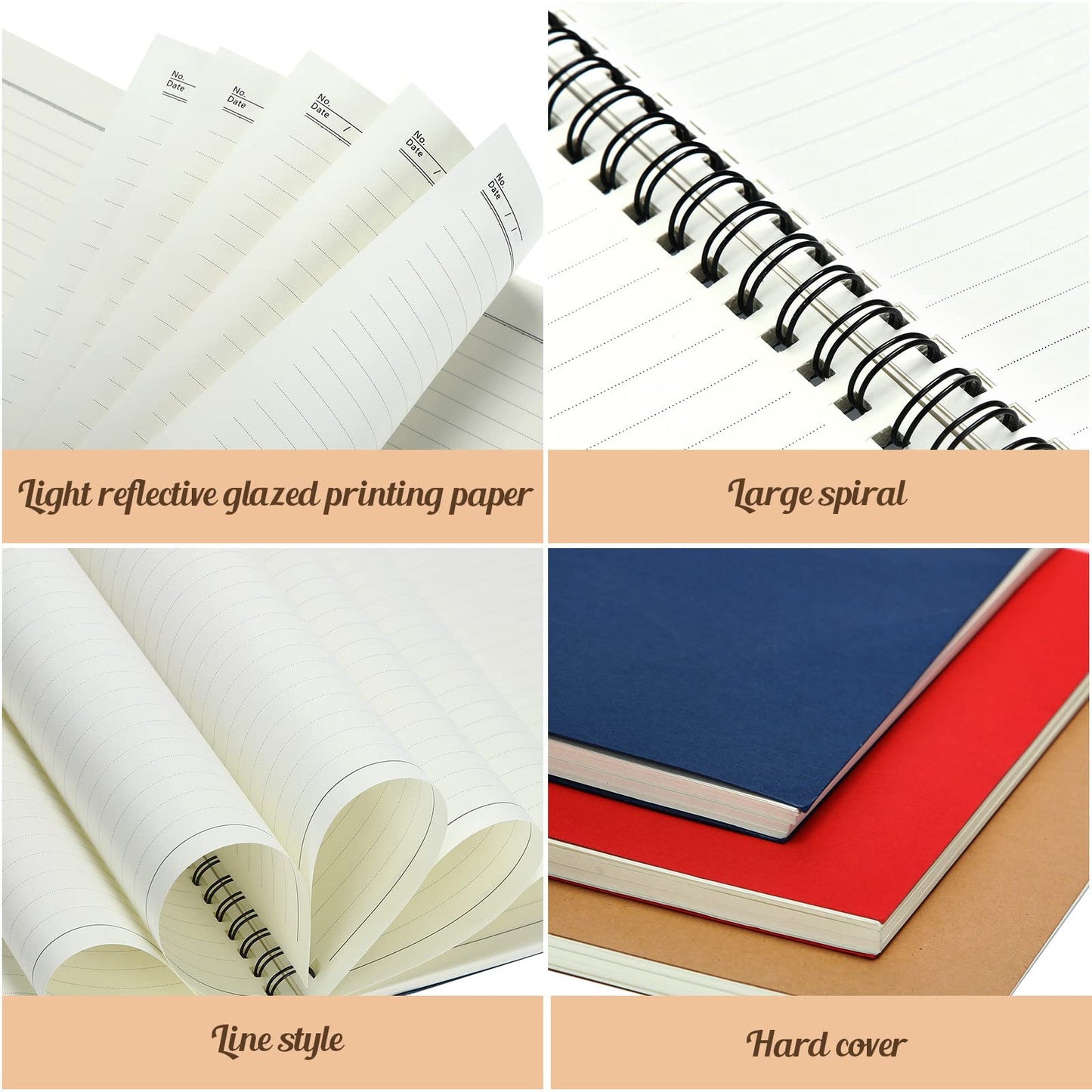 Epakh 6 Pack B5 Spiral Notebook Ruled Spiral Journal Lined Paper, 70 Sheets,140 Pages, Wire bound Notebook 10.5 x 7.3 Inch Hard Cover Memo Notepad Sketchbook for Office Travel(Multi Color)