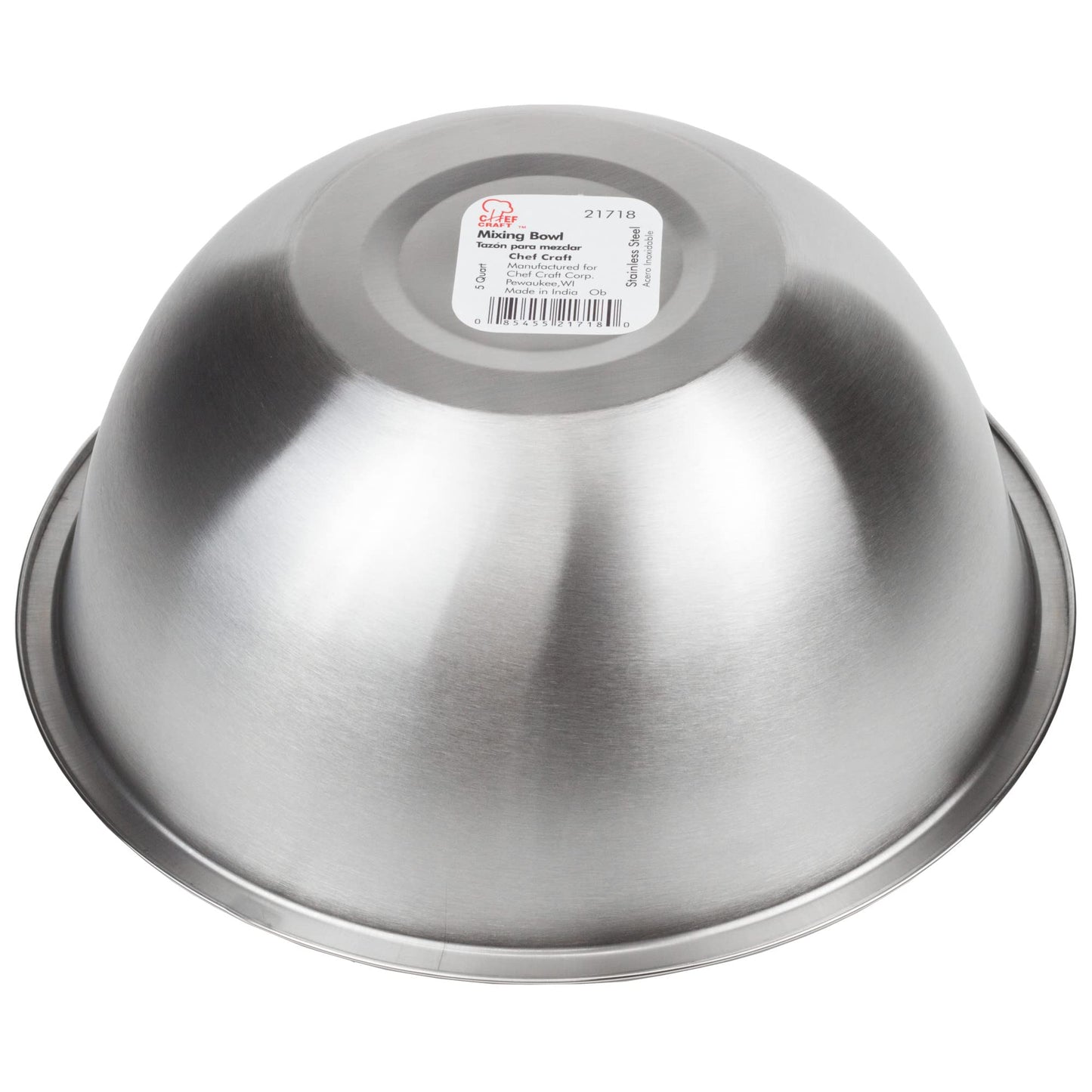 Chef Craft Brushed Mixing Bowl, 5-Quart, Stainless Steel
