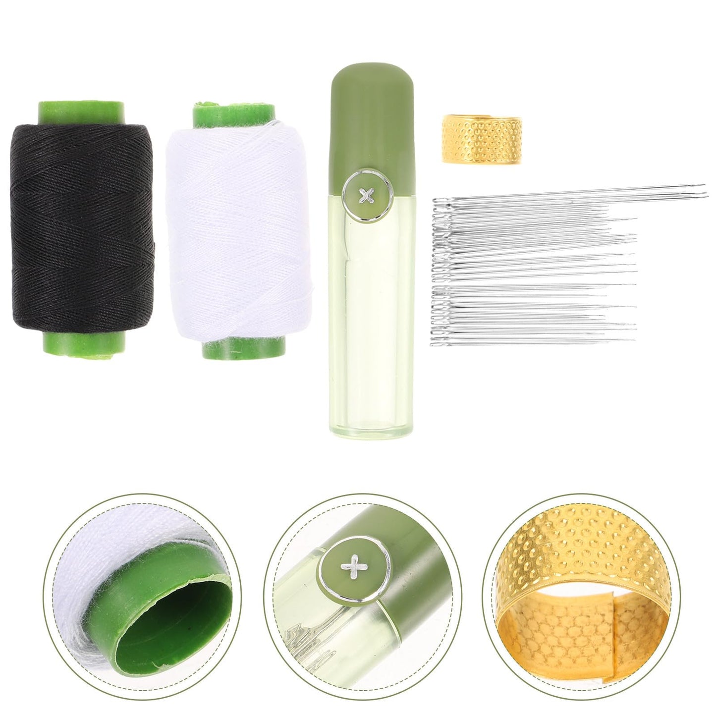 Healifty Multifunction Hand Sewing Needles Safety Darning Needles Set for Household Use Thimble and Black White Thread Coils 34pcs Sewing Accessory Kit for Daily Repairs