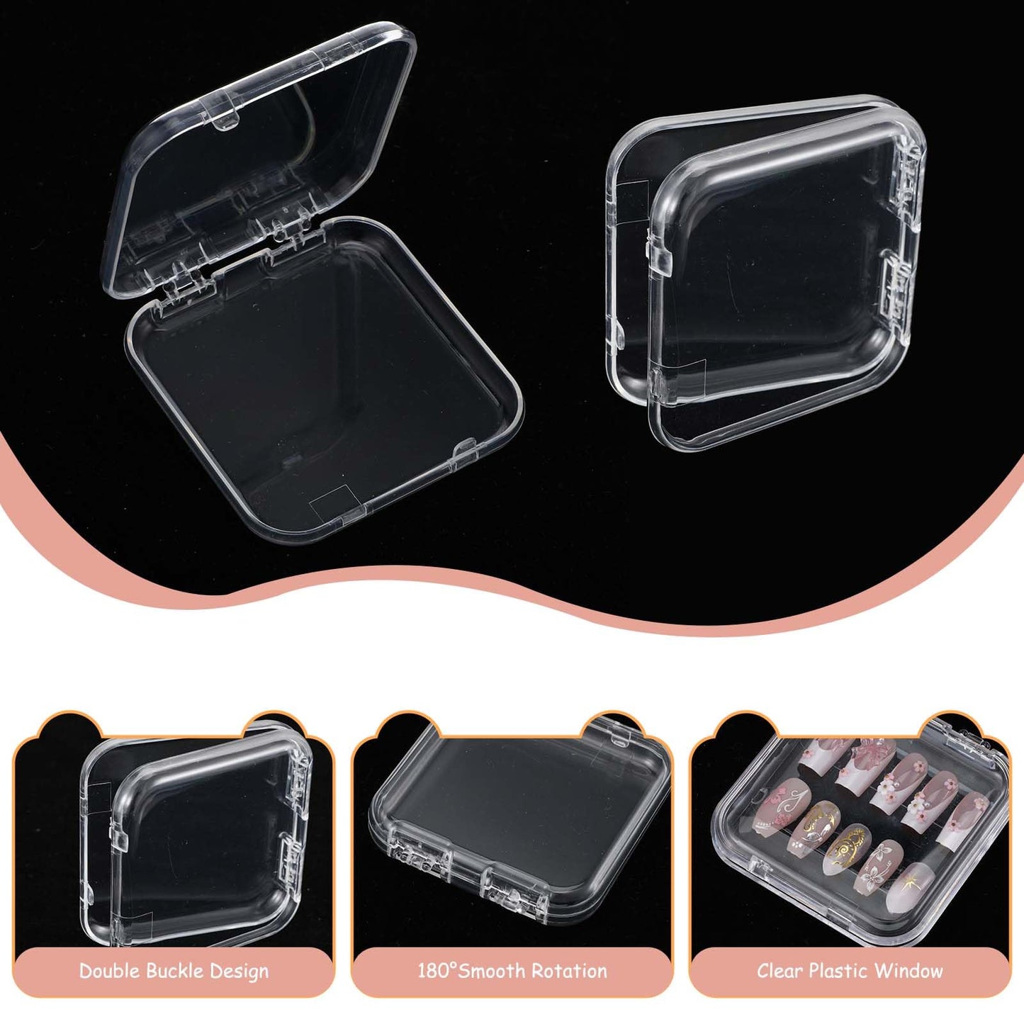 Pafeooui 36 Pcs Press On Nail Storage Boxes, Storage Case, Clear Acrylic Fake Nail Organizer Container for Nails Display Salon Supplies 3x3x0.6 Inch