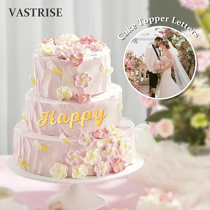 126 PCS Custom Name Cake Topper Acrylic Letters DIY Personalized A-Z & 0-9 Number Alphabet Cake Decoration For Wedding Anniversary Baby Shower Party Birthday Supplies（Gold）