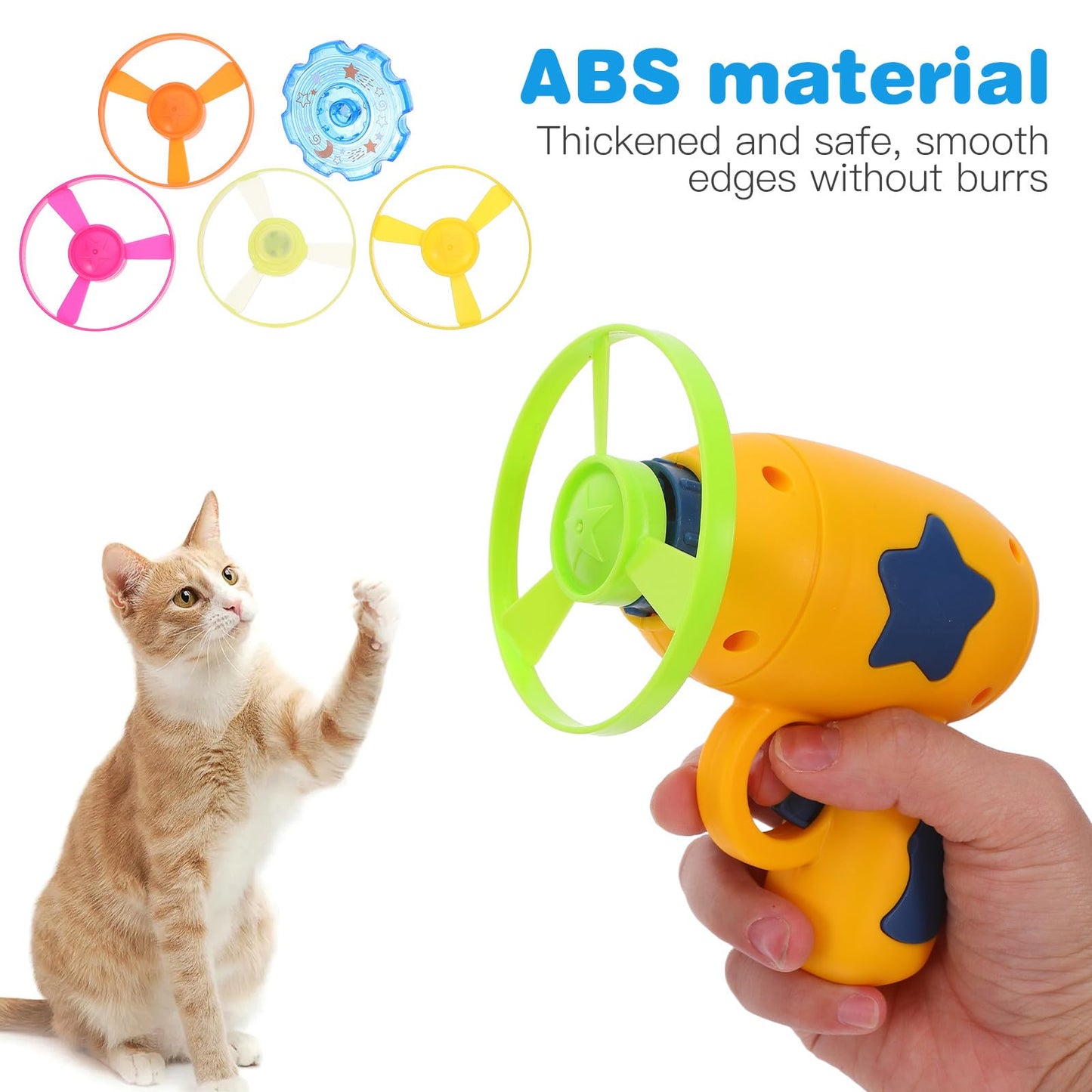 Garneck 1set Interactive Kitten Flying with Led Propellers - Cat Enrichment Chase for Indoor and Outdoor Play - Flying Saucer Launcher for Kitten Training