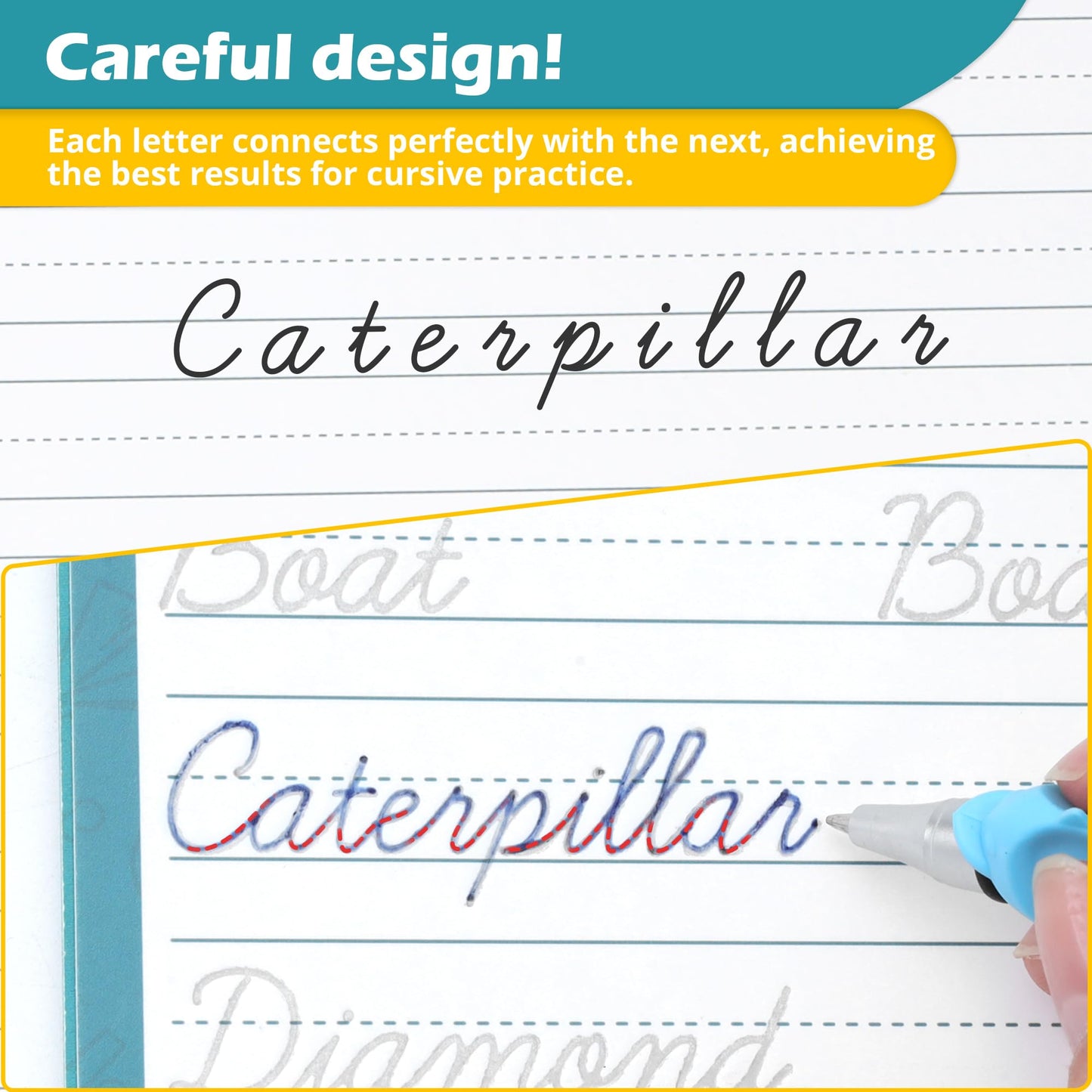 Cozodome Grooved Cursive Handwriting Workbook for Kids-Reusable Magic Practice Book with Disappearing Ink, Cursive calligraphy Kit, Cursive Copybook for Kids Ages 5-12, Handwriting Without Tears Teens