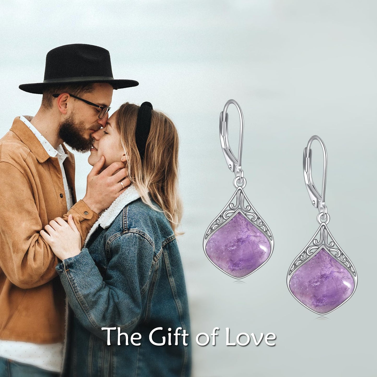 Agate Earrings Sterling Silver Filigree Teardrop Drop Earrings Purple Agate Leverback Earrings Dangles Jewelry Gifts For Women