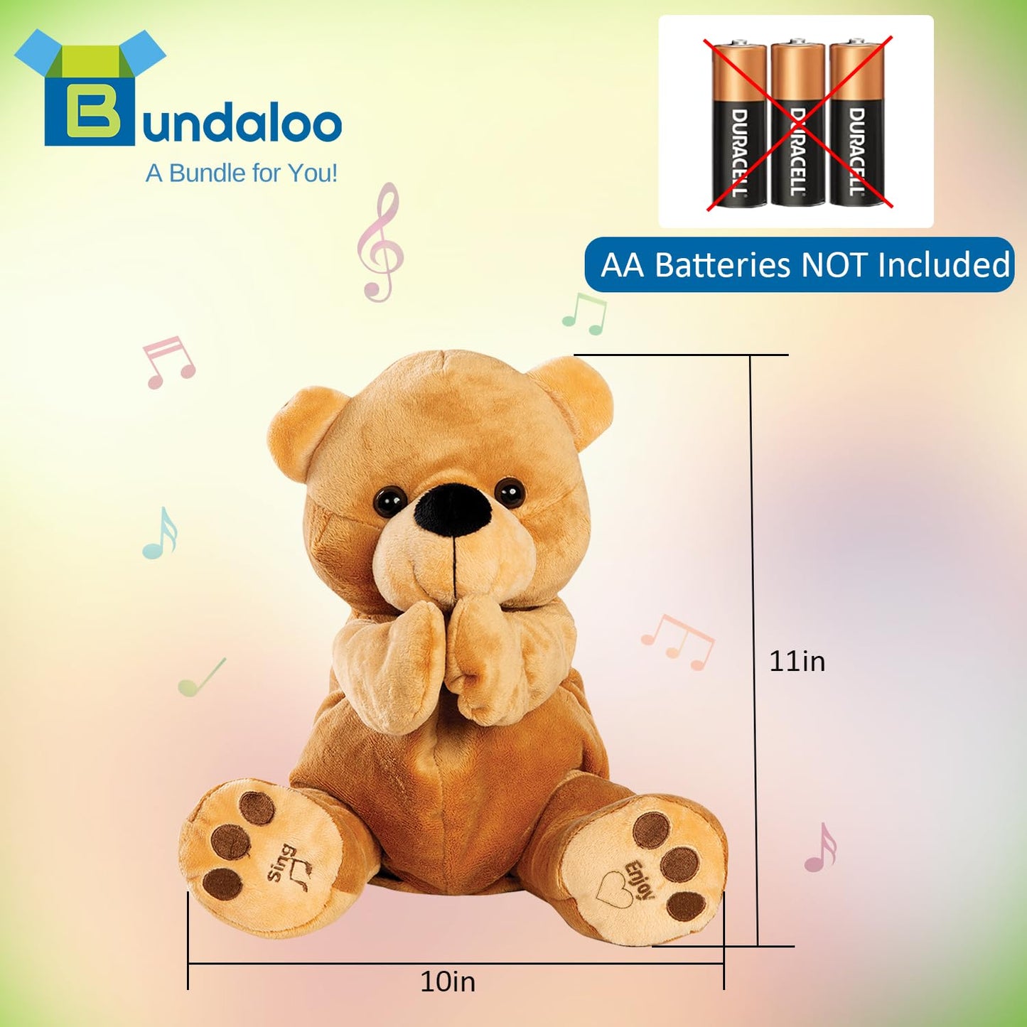 Bundaloo Plush Clapping Bear Animated Singing Play Along Stuffed Animal for Kids - Plays Games and Sings Songs