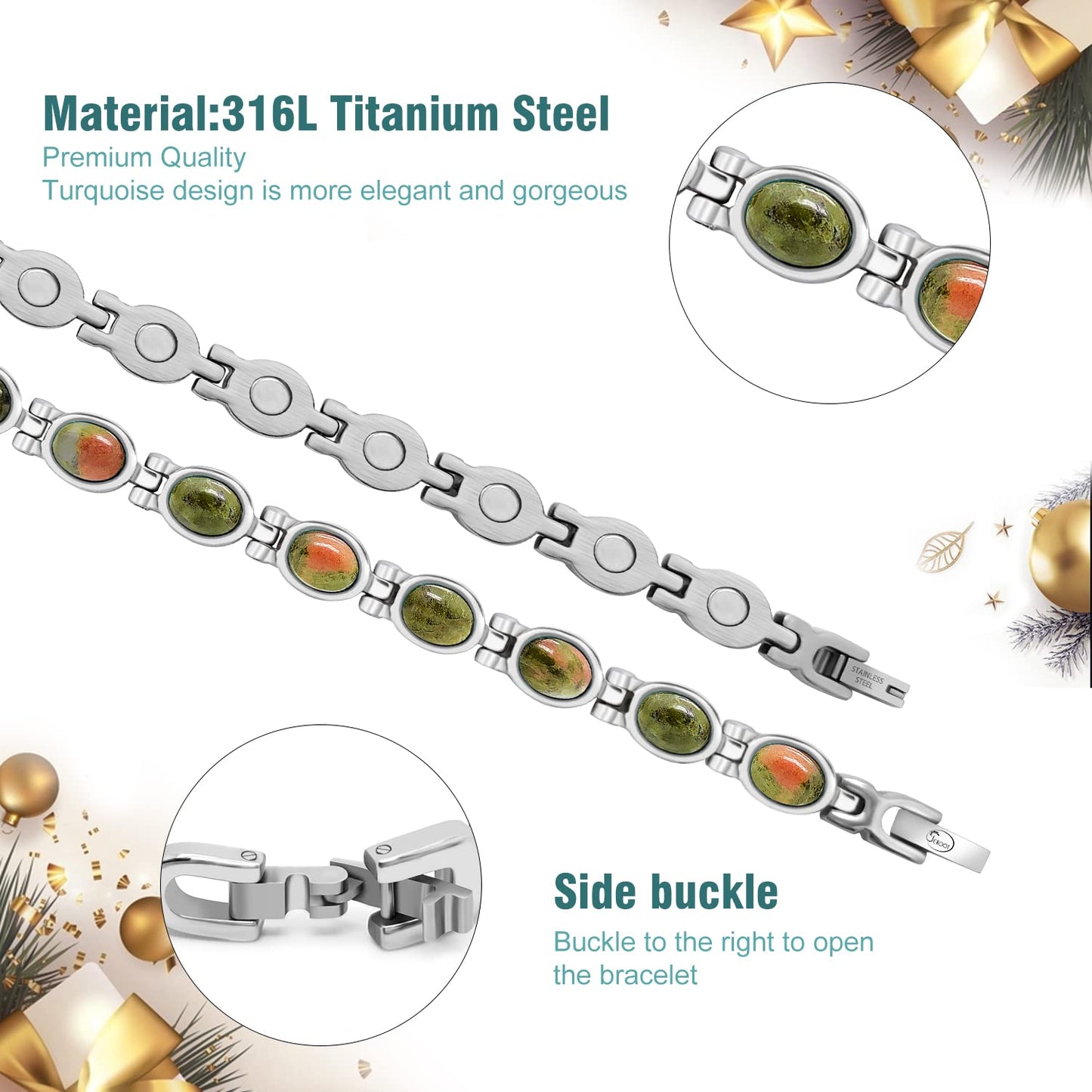 JEROOT Ultra Strength Magnetic Bracelet for Women | 3500-6000 Gauss Neodymium Magnets | Magnetic Therapy Jewelry with Adjustable Tool & Gift Packaging