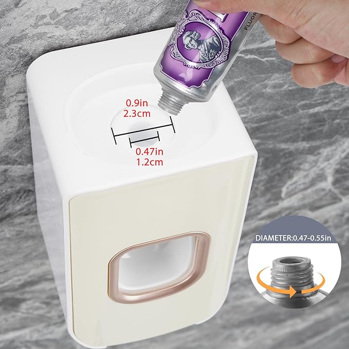2 Slot Toothbrush Holder and Toothpaste Dispenser Wall Mounted, Automatic Toothpaste Squeezer, 2 in 1 Tooth Brush Toothpaste Organizer for Shower (Ivory Yellow)