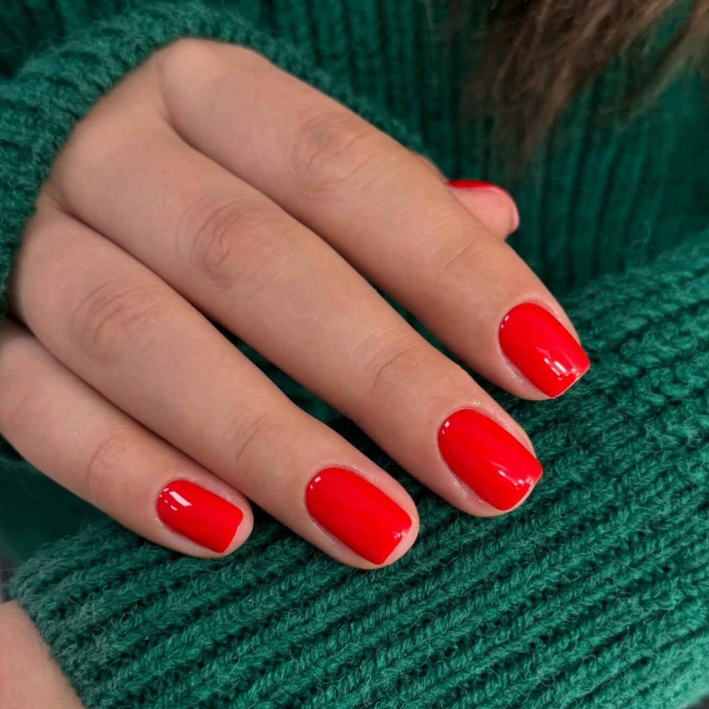 Red Press on Nails Short Square, Fake Nails Glue on Short Square Nails Press ons, Soft Gel Glue on Nails Stick on Nails for Women Thick Reusable Solid Color Acrylic Nails 24pcs