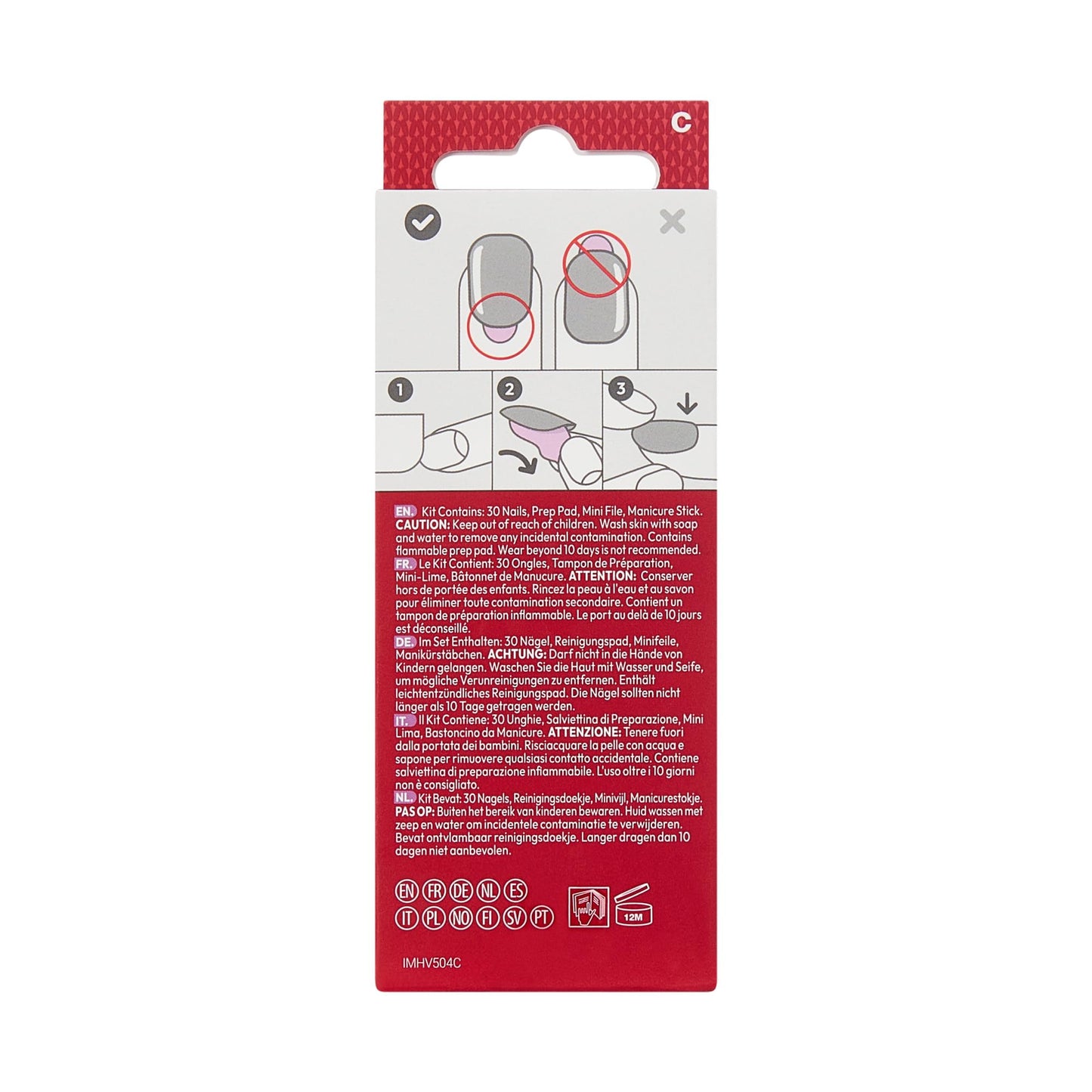 KISS imPRESS Holiday Press On Nails, ‘Mistletoe Kiss’, Brown, Short Squoval, Improved Super Hold Adhesive, 30 Fake Nails, Prep Pad, Mini Nail File, & Manicure Stick