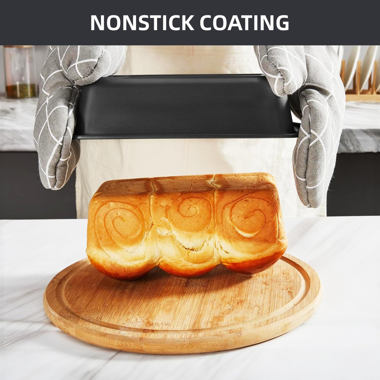 CasaCulina Baking Pans Set, 5-Piece Nonstick Bakeware Sets with Round/Square Cake Pan, Muffin Loaf Roast Pan, Baking Sheets for Oven, Kitchen Cookware Sets Baking Tray Baking Supplies, Black