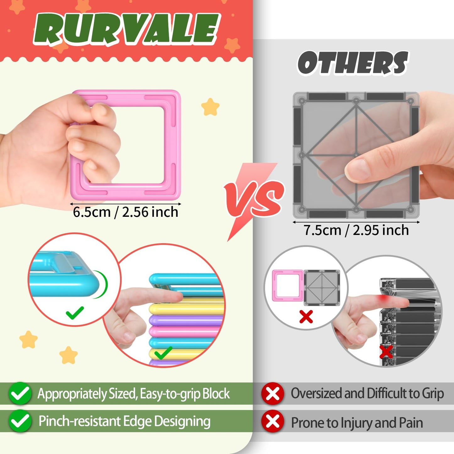 Rurvale 144pcs Magnetic Blocks Kids Toys