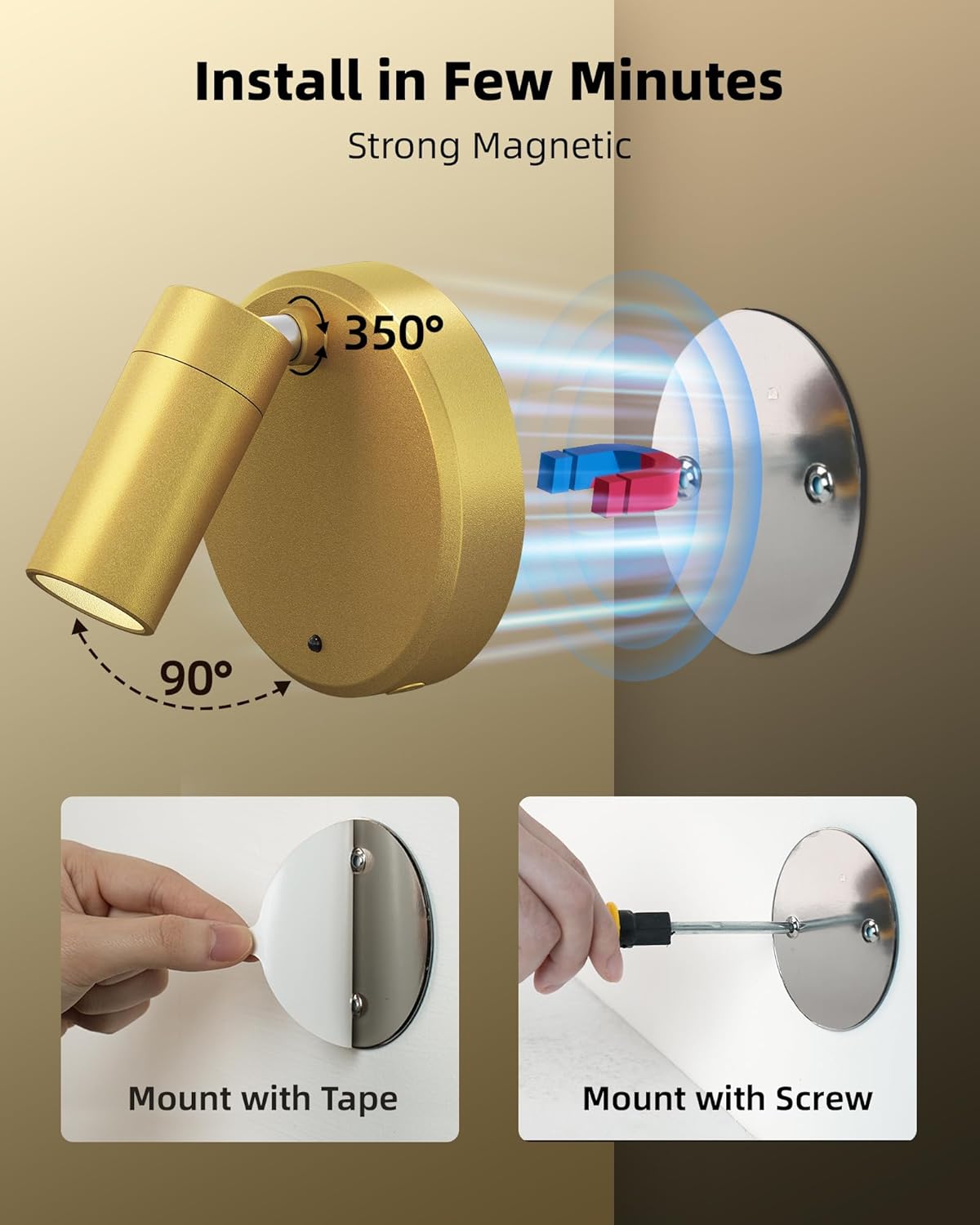 EZVALO LED Spotlight Indoor, 5500mAh Rechargeable Battery Picture Lights, Wireless Mini Art Accent Spot Lights with Remote, Uplighting Indoor for Plants Display Painting Artwork Portrait (1Pack-Gold)