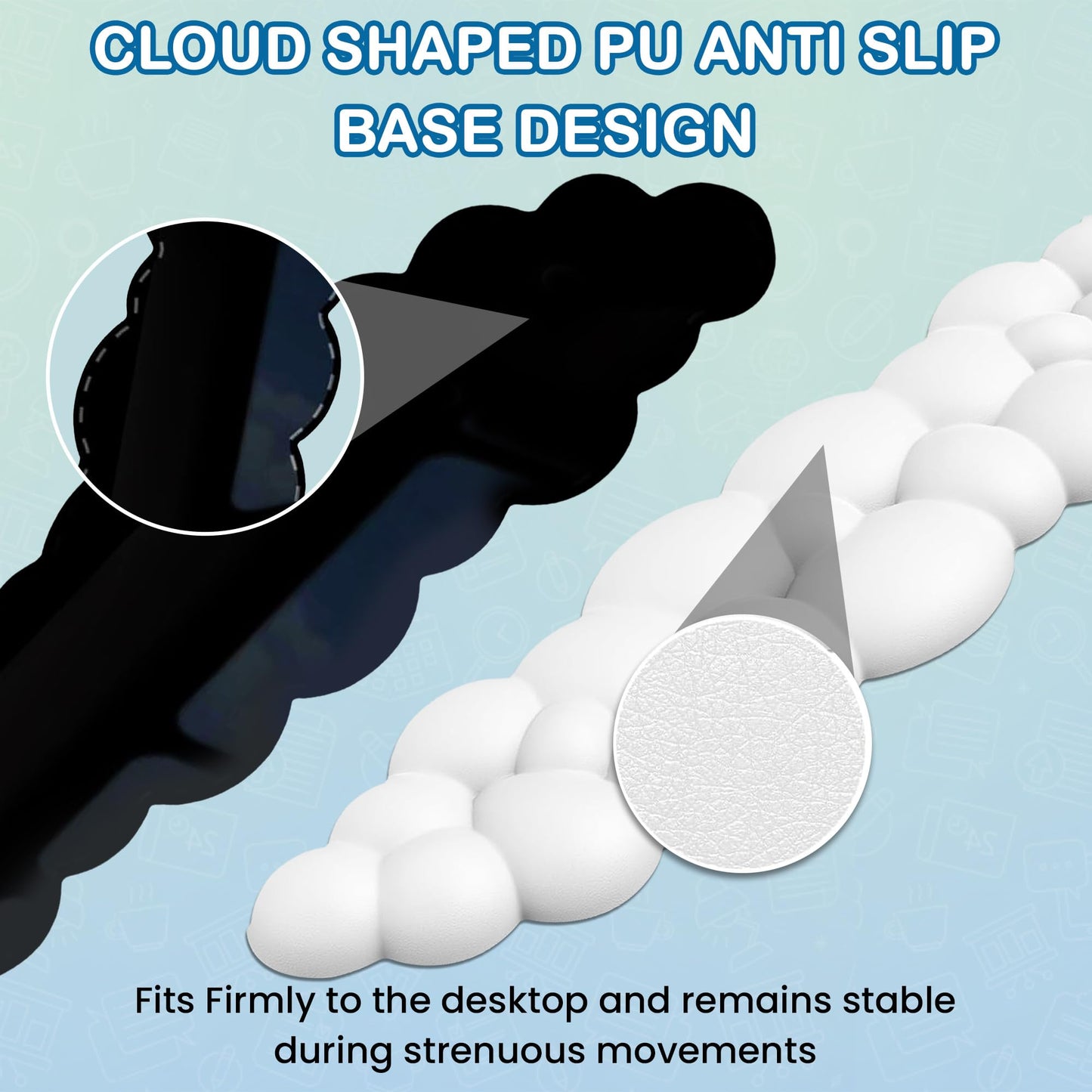 Cloud Keyboard Wrist Rest & Mouse Pad Set for Typing Comfort – Ergonomic Memory Foam Wrist Support with Non-Slip Base, Soft Cloud Wrist Pad for Computer, Laptop, Office Work, Gaming & Home Desk