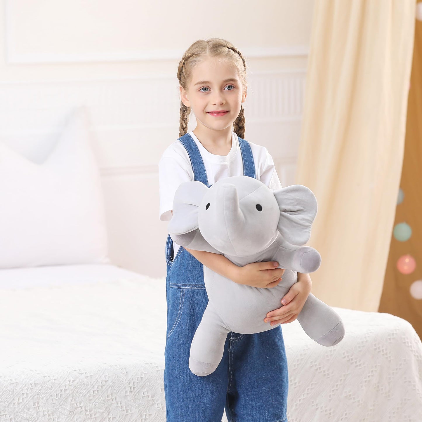 WeBingo 4.2 lbs Elephant Weighted Stuffed Animals, 24" Weighted Elephant Plush Toy Weighted Plush Animal Throws Pillows Gifts for Kids & Adults