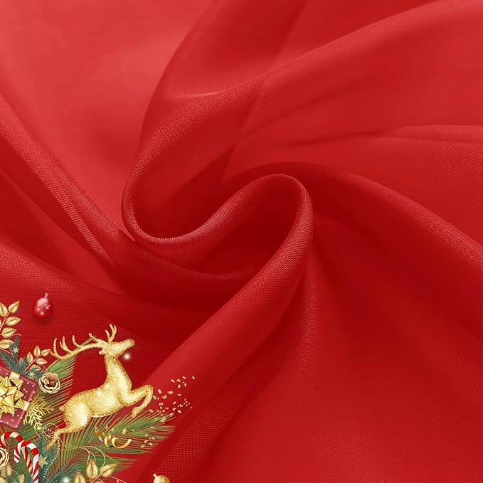 SpaceDresser Basic Rod Pocket Sheer Voile Window Curtain Panels Red 1 Pair 2 Panels 26 Width 30 Inch Long for Kitchen Bedroom Children Living Room Yard（Red，26Wx 30L）