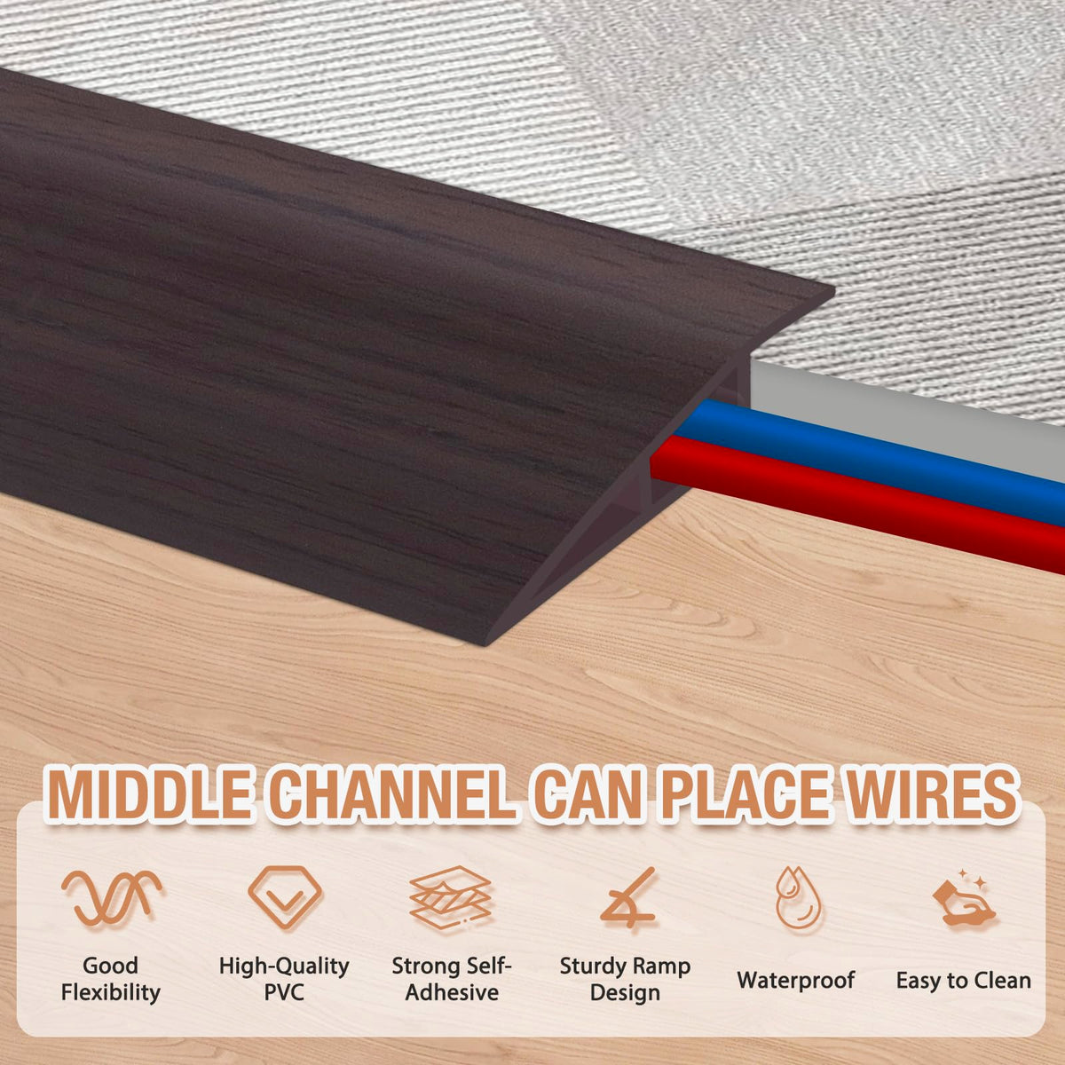 Floor Transition Strip Self Adhesive Vinyl Door Threshold Strip (3.3 Foot)