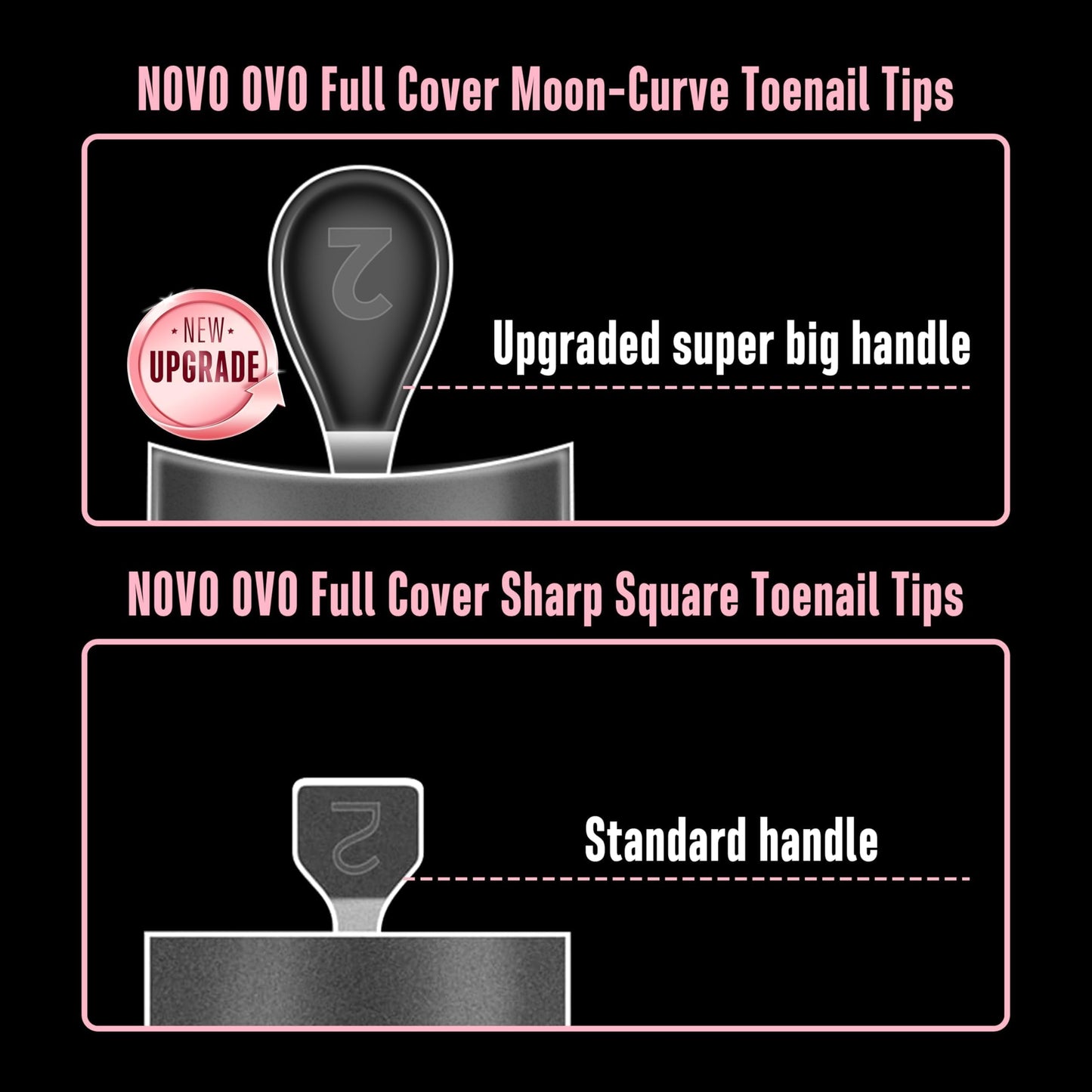 NOVO OVO Halloween Short Medium Toe Nail Tips with Moon Curve, Sharp Square Extra Thick Full cover Press on, Soft Gel False Toenail Extension Kit, Clear Matte Fake Nails DIY Pedicure x15 Sizes 330 Pcs