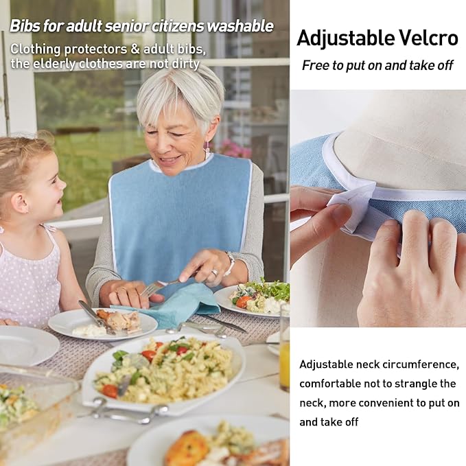 Pozico Adult Bibs for Eating Women/Men/elderly Washable,Waterproof, Clothing Protectors & Adult Bibs with Debris Trap