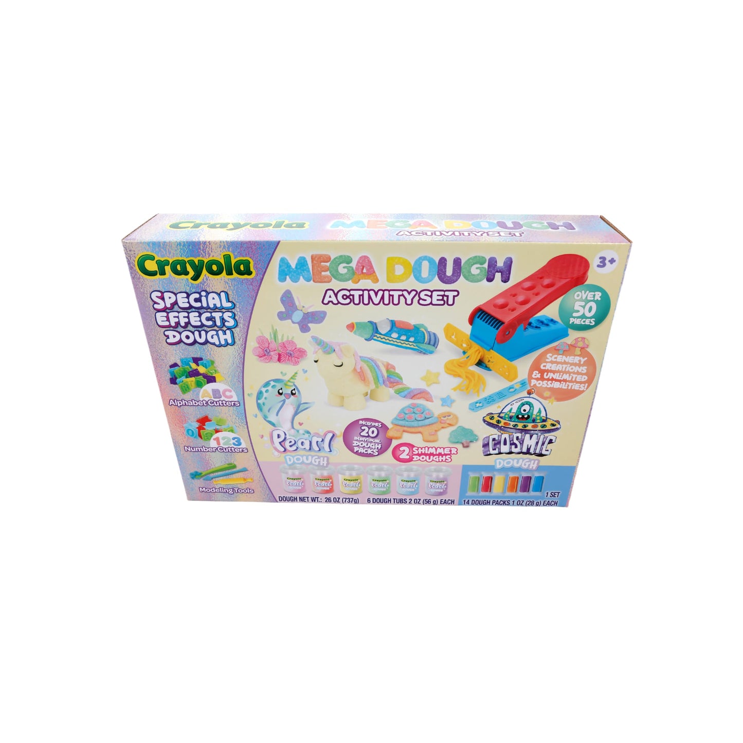 Crayola Silly Scents Mega Dough Activity Kit - Fidget Toys & Sensory Toys for Kids - 50+ Pieces Including Scented Dough, Alphabet & Number Cutters - Ideal Creative Play