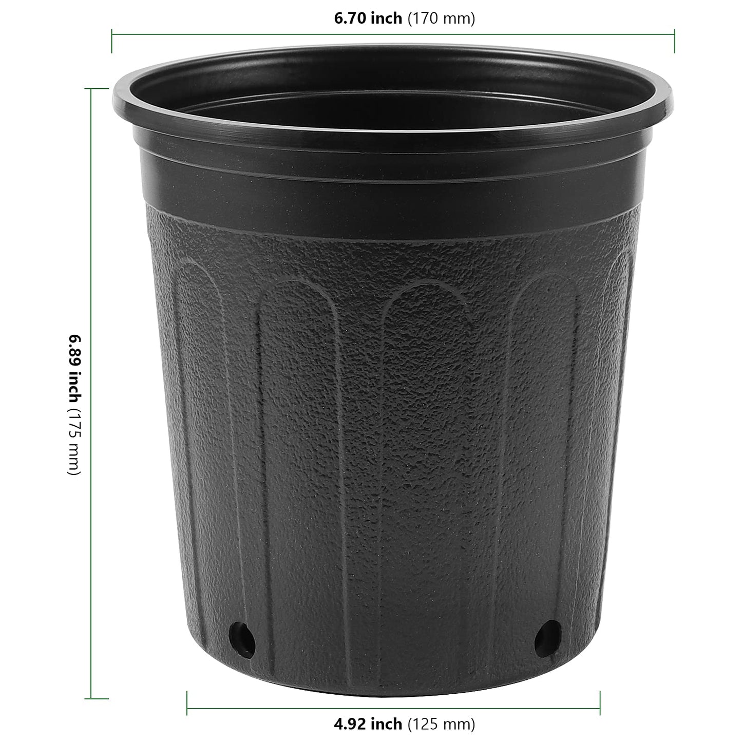 HAKZEON 25 Packs 1 Gallon Nursery Trade Pots, Black Plastic Plant Nursery Pots Round Planter Nursery Pot for Plants Flowers, Succulents, Vegetables, Seedling