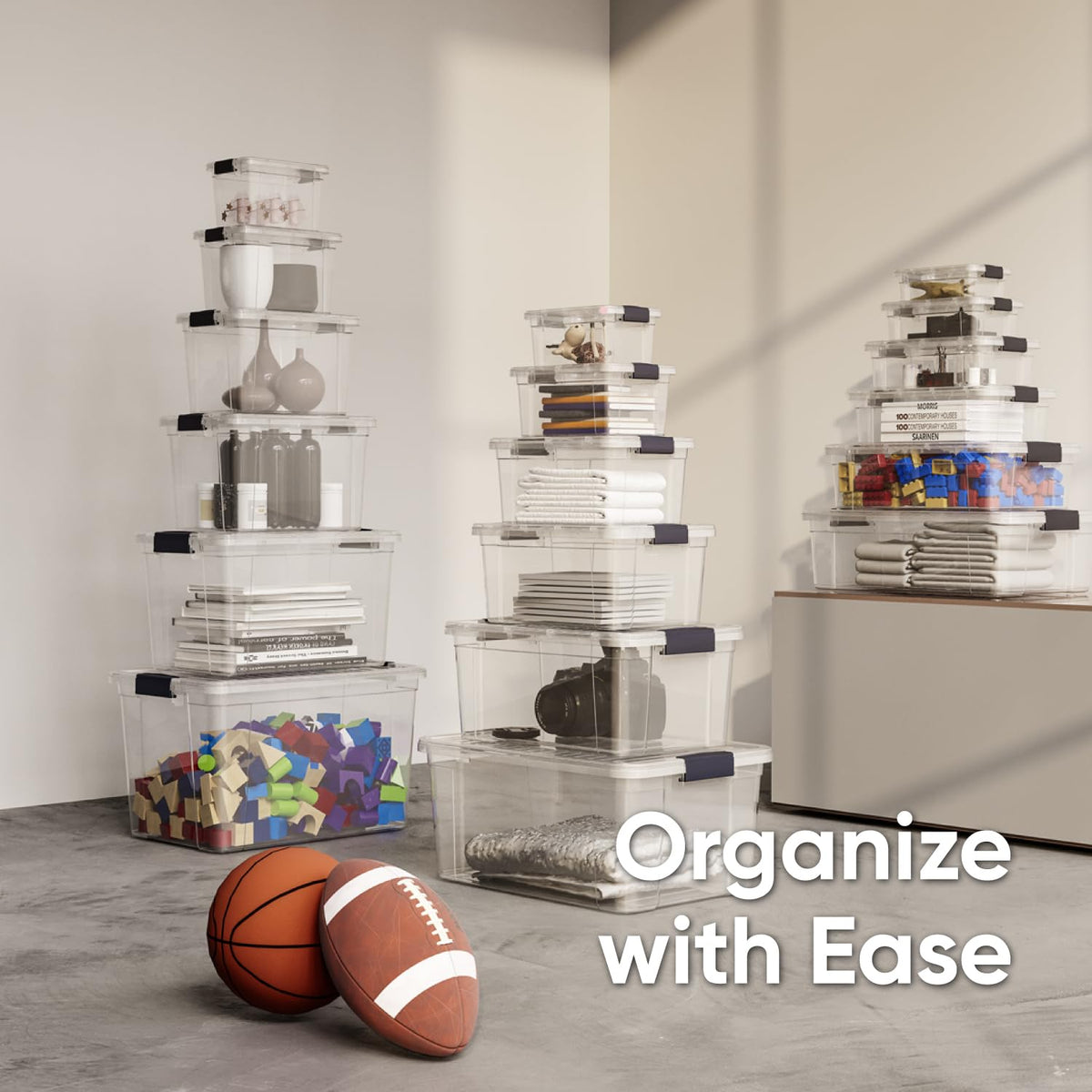 Small Clear Storage Boxes with Lids (3 Count)