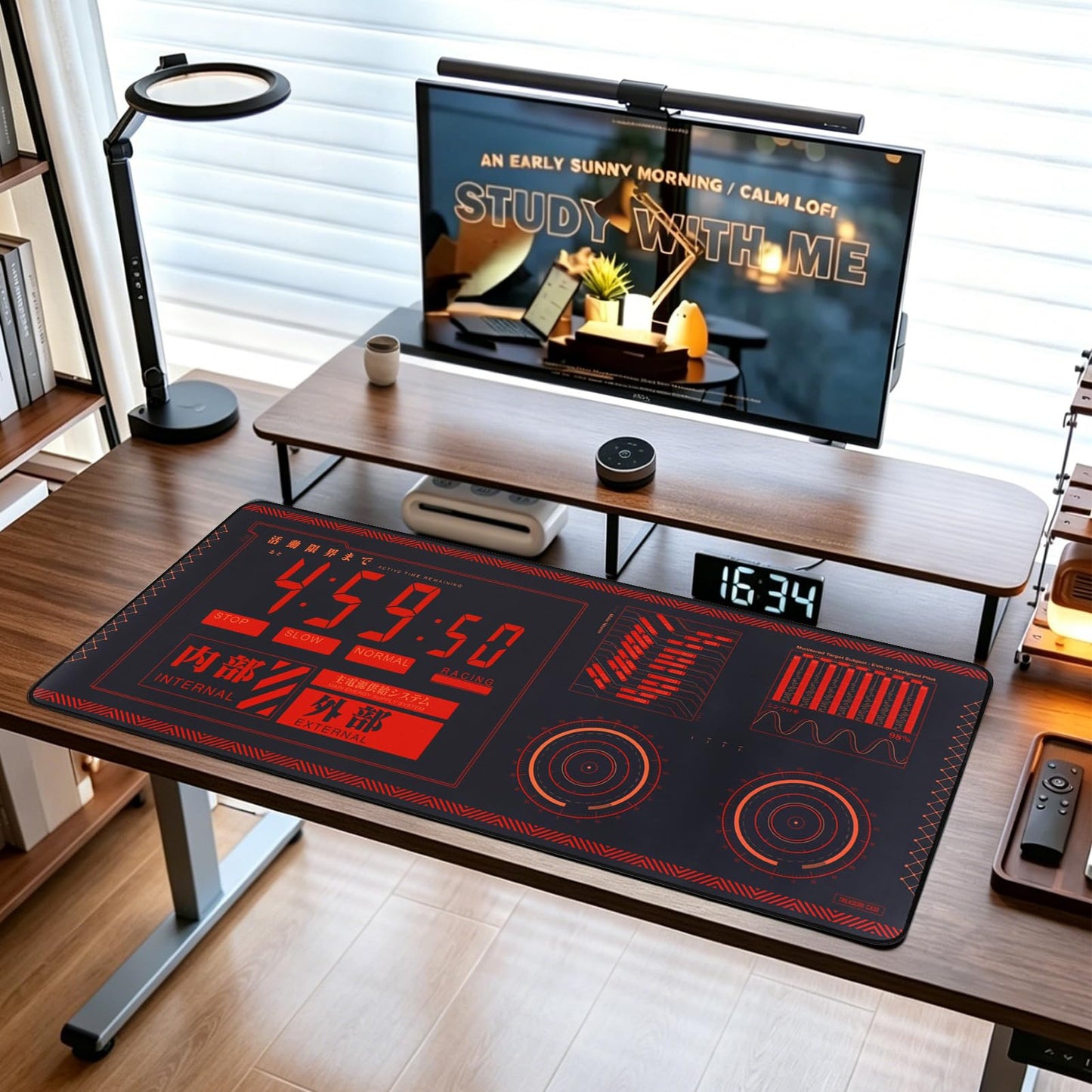 TREASURE CASE Big Mouse Pad (35.4"x15.7") EVA Style Cyber UI Mouse Pad, Featuring NERV's High-Tech Vibe