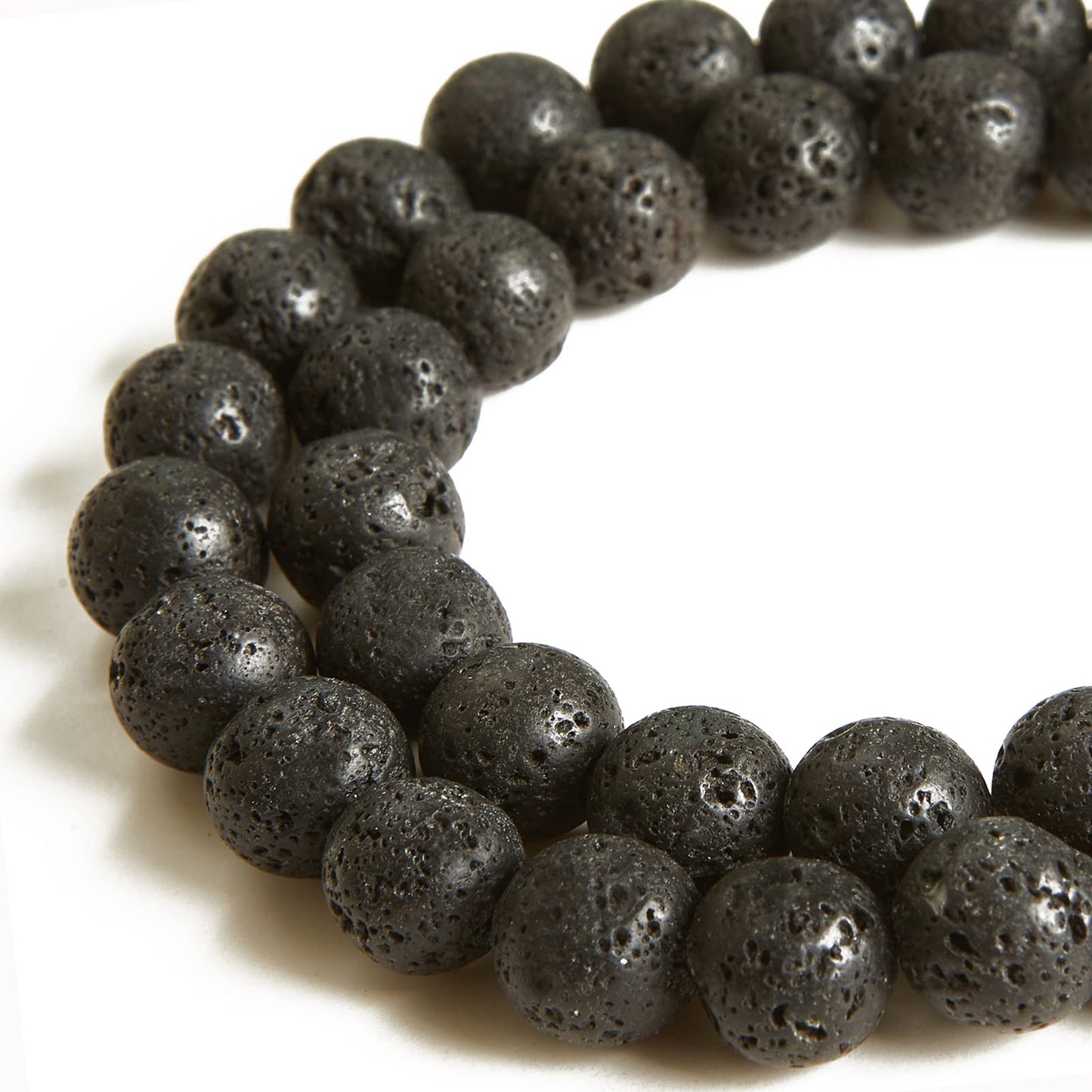 35pcs 10mm Natural Black Lava Beads Gemstone Beads Round Loose Beads for Jewelry Making