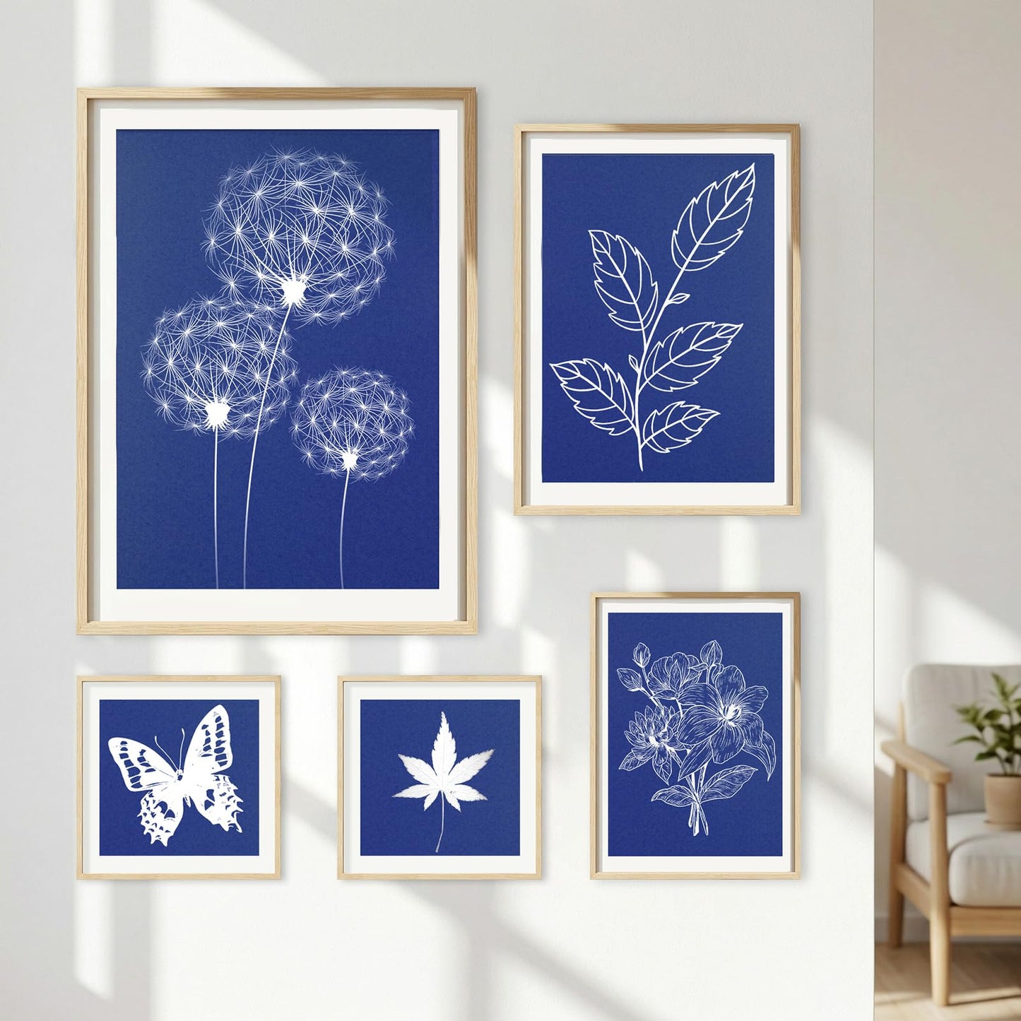 gisgfim Sun Cyanotype Printing Paper Kit A4 A5 A6 4 inch Paper 100 Sheets with 2 Sheet PVC Board and 1 Pc Manual High Sensitive Nature Solar Activated UV Sun Printing for Arts DIY Crafts Project
