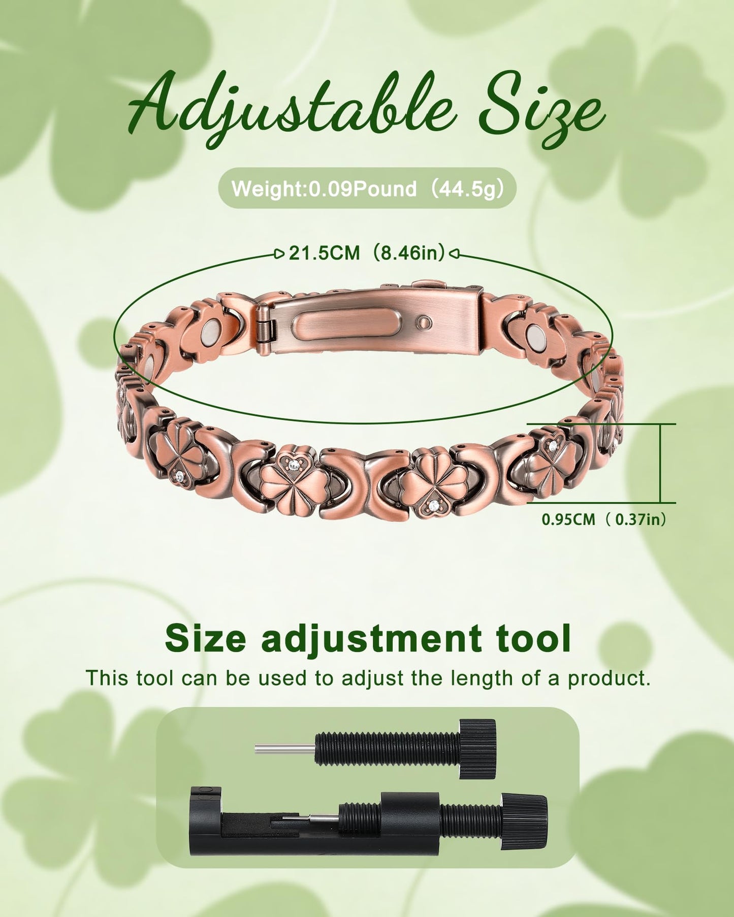 vapeples Copper Bracelets for Women, 3800 Gauss, 99% Pure Copper Magnetic Bracelet, Adjustable Sizing, Women's Bracelets with 3D Design, Gift Box Packaging