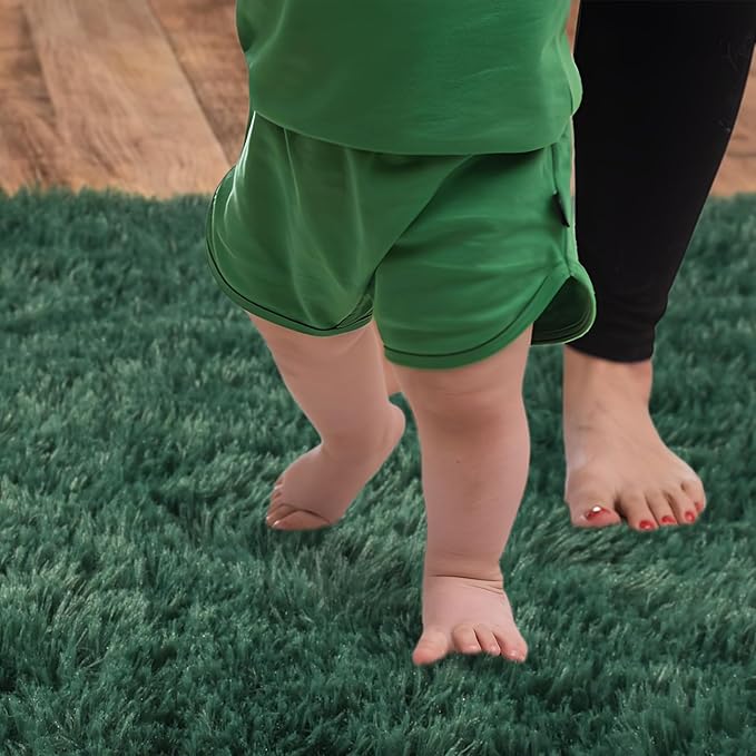 Soft Runner Rugs for Bedroom Hallways New Upgraded Non-Slip Bottom, 2x3 Green Fluffy Shag Throw Area Rug for Bedside Dorm, Long Shaggy Furry Carpet for Nursery Living Room