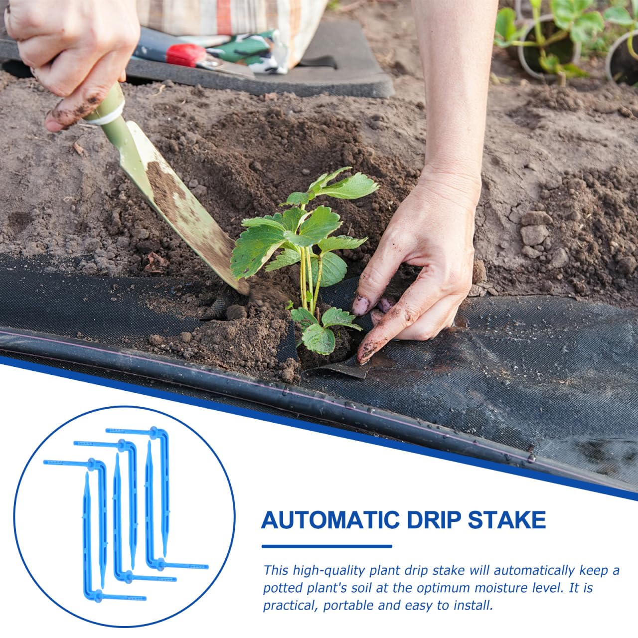 balacoo 100pcs Automatic Drip Waterer Irrigation Support Stakes Micro Irrigation Drippers Automatic Drip Stake Irrigation System Stakes Floor Ventilation Grill Spray Drip Irrigation, Blue
