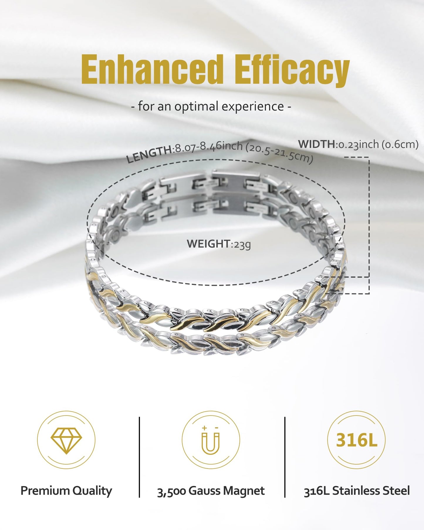 Jecanori Magnetic Bracelets for Women & Men, Ultra Strength Magnet Bracelet Jewelry Gifts with Sizing Tool