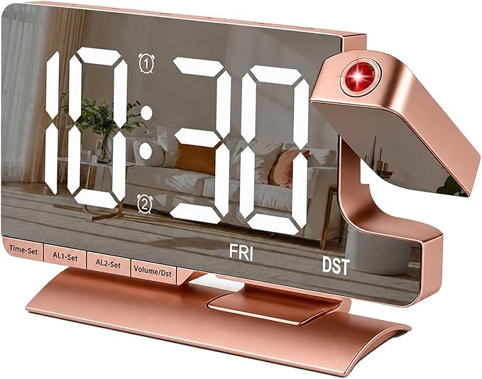 Projection Alarm Clock for Bedroom Ceiling, Pink Room Decor Digital Clock