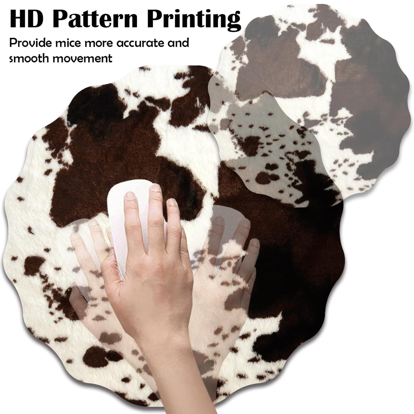 VSHSEEOM Pen Holder for Desk, PU Leather Multifunctional Desktop Storage Box and Anti-Slip Mouse Pad Set, Makeup Brush Holder Pen Organizer for Office and Home - Cow Hide Print