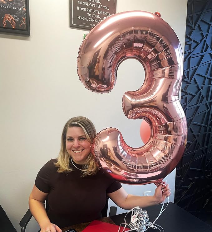 Rose Gold Number 4 Balloon 40 Inch, 4th Birthday Party Decorations for Children, Giant 4 Foil Balloon for Party Supplies
