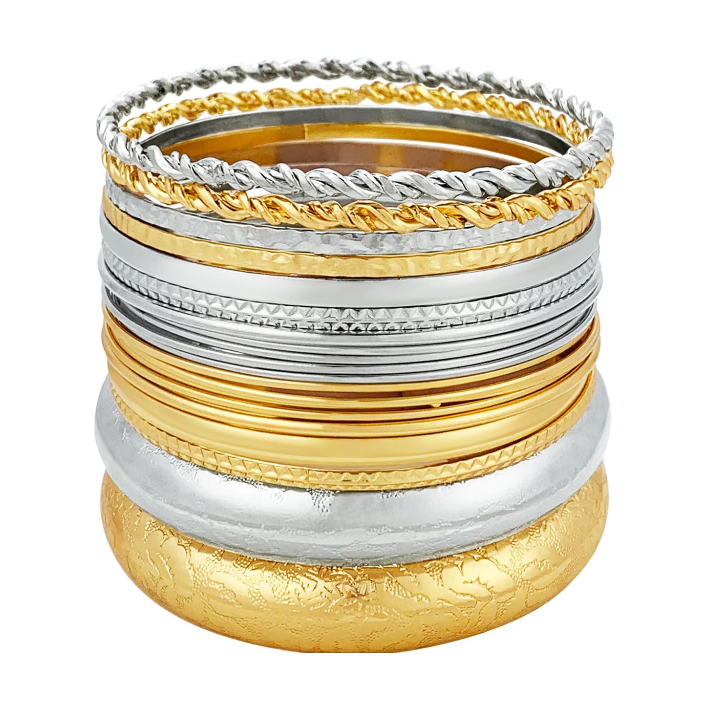 YBMYCM 10Pcs Gold-plated Bangle Bracelet Set for Women Multi Layer Stackable Wide Bangles Indian Chunky Bangle Bracelets Ethnic Glossy Textured Bracelets Wedding Outfit Jewelry