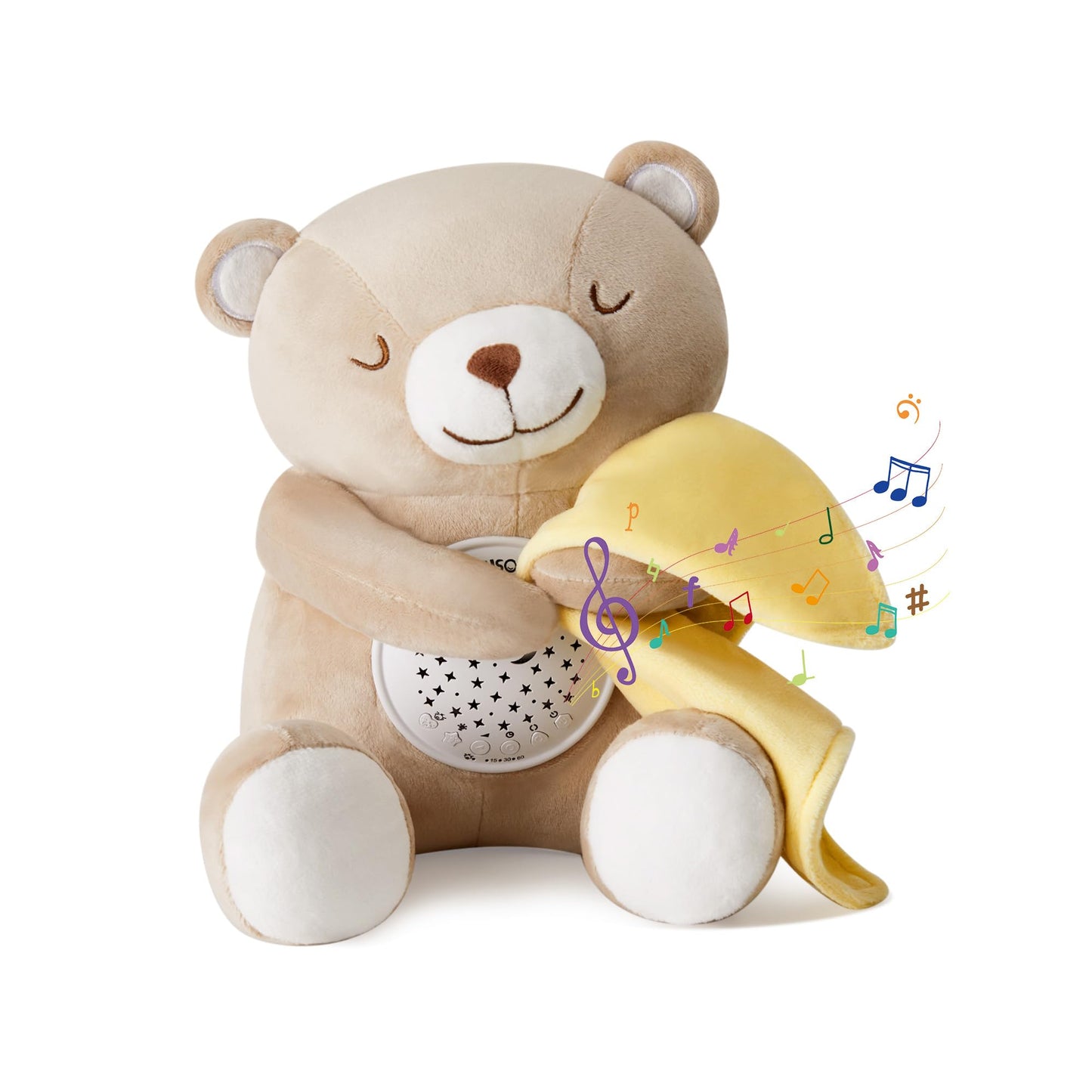 Baby Sleep Soother, White Noise Sound Machine Projector Night Light, Portable Stuffed Teddy Baby Gifts Bear Toy with 18 Soothing Sounds, Auto-Off Timer, Cry Sensor for Kids