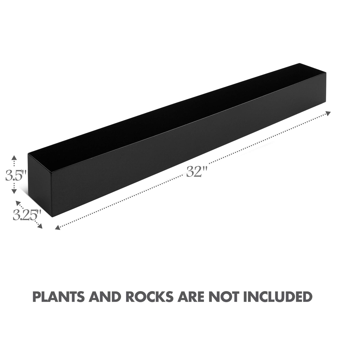 DR&Co Modern Rectangle Planter Box - 32" Metal Planter Ideal for Long Succulent, Rectangular Box for Table or Window Sill, Trough for Indoor Window, Black