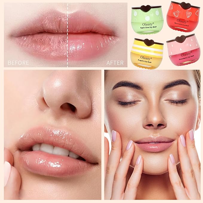 8 PCS Bee Lip Balm Lip Mask Honey Pot, Propolis Lip Mask Overnight Moisturizing Lip Balm with Stick, Lip Sleeping mask Hydrating Prevention Dry & Cracked,Reduce Lip Lines Scrubs Exfoliato