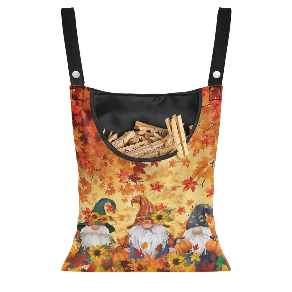 Autumn Goblins Clothespin Bag with Hanging Rope 14.5 x 12 Inch Summer Waterproof Laundry Clothes Pin Holder Clothespin Storage Organizer with Large Opening for Home Outdoor