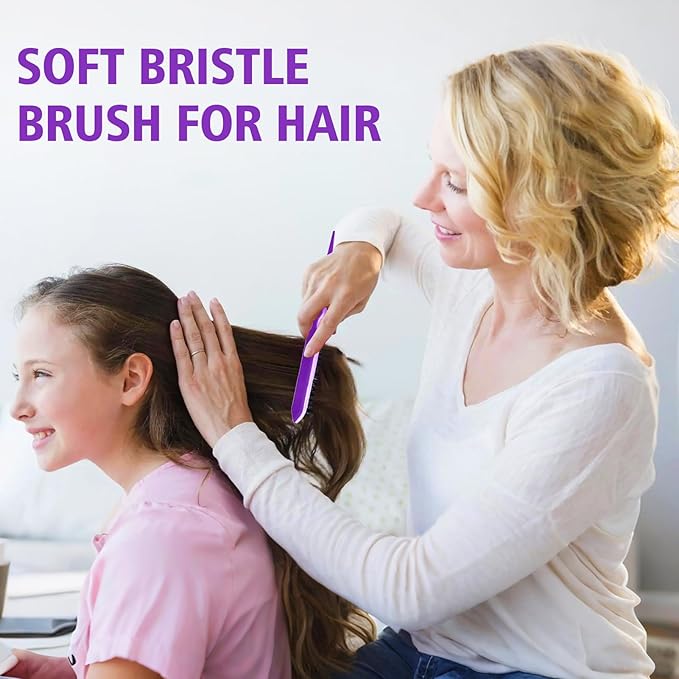 3 Pieces Hair Styling Comb Set Teasing Brush Rat Tail Comb Edge Brush for Edge&Back Brushing, Combing, Slicking Hair for Women (Purple)