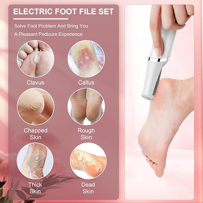Electric Foot Callus Remover,3 Rollers,3 Speeds, Professional Electric Foot File Pedicure Tool Foot Scrubber for Feet Dead Skin,Smooth Pedicure Wand Feet Spa Care Kit for Men & Women,Ideal Gift