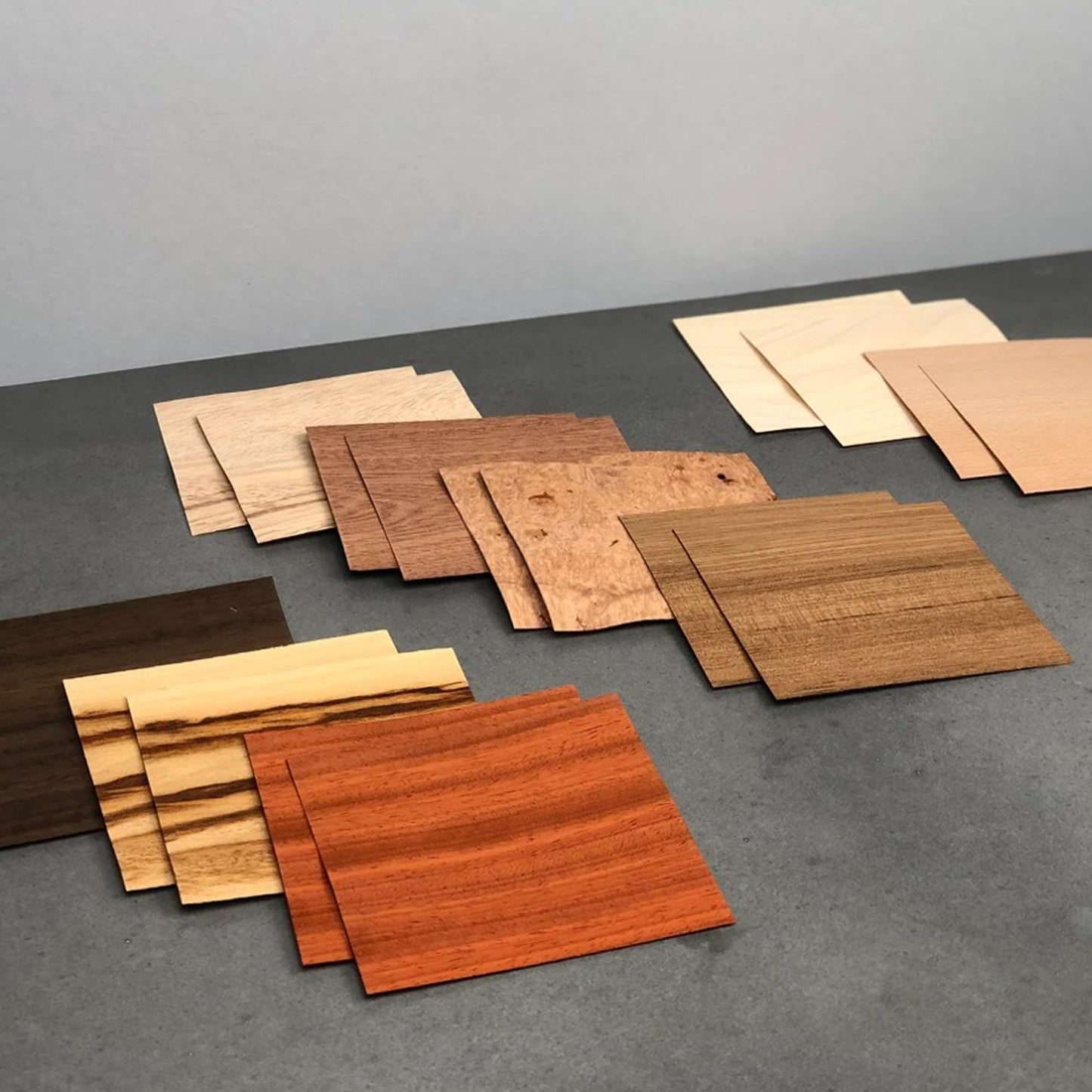 CRESKATE Exotic Fingerboard Veneer Pack – 18 Sheets (125 × 125 mm) for 6+ Decks | Premium Real Wood | Made in Germany | Smooth Grip Tape Included | DIY Fingerboard Deck Building Kit