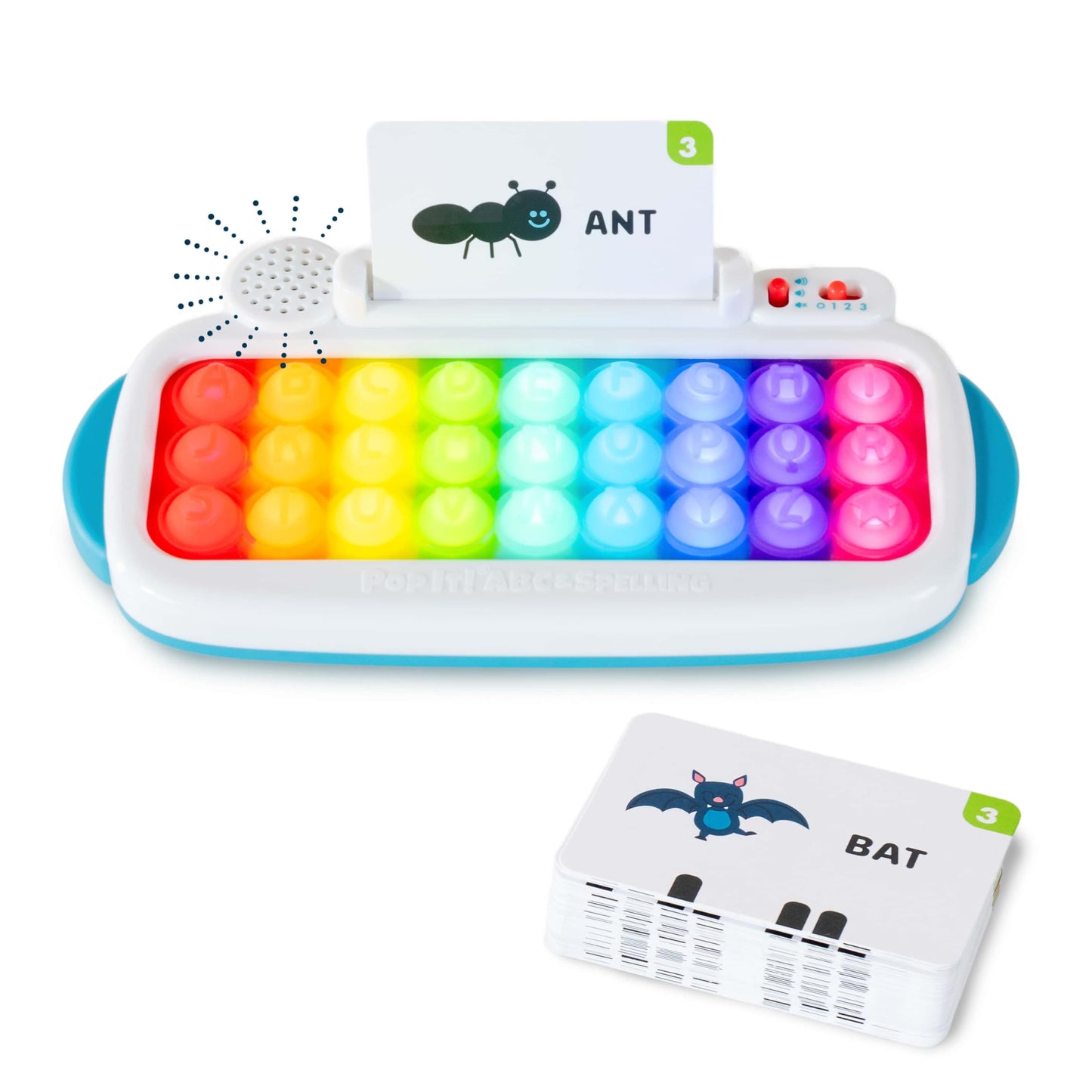 Chuckle & Roar Pop It! ABC & Spelling Keyboard – Interactive Alphabet & Sight Word Learning Toy with LED Lights, Soft Sensory Keys, 3 Grow-with-Me Modes, Screen-Free Educational Toy for Kids