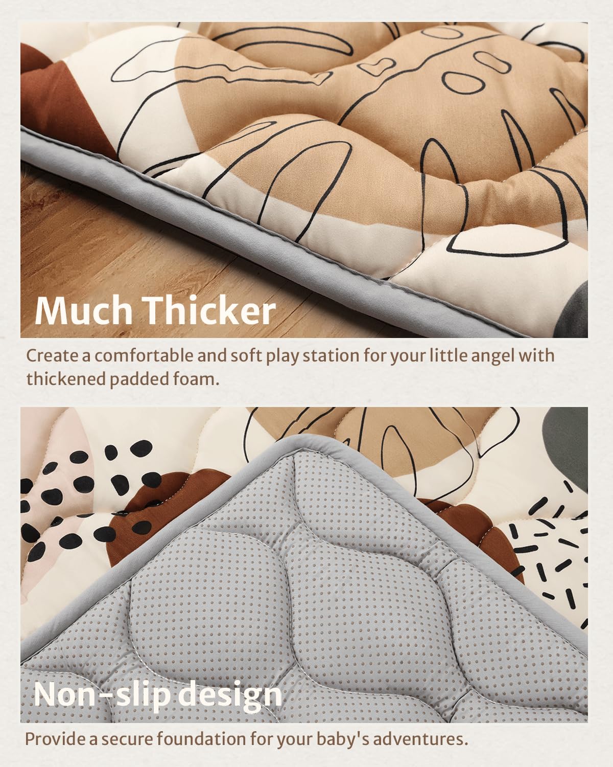 Blissful Diary Baby Play Mats for Floor, 72x48 Inch Extra Thicker & Large Soft Cushioning Foam Playmats for Babies and Toddlers, Foldable Washable Baby Crawling Mat for Playpen, Boho Design